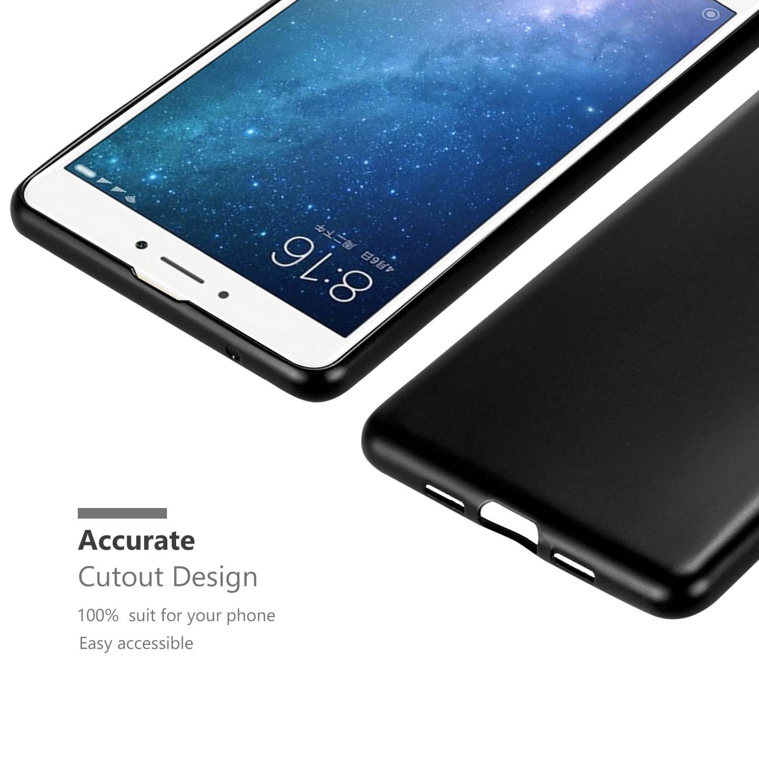 Cadorabo Schutzhülle für Xiaomi Mi MAX 2 Hülle in Schwarz Handyhülle TPU Silikon Etui Cover Case