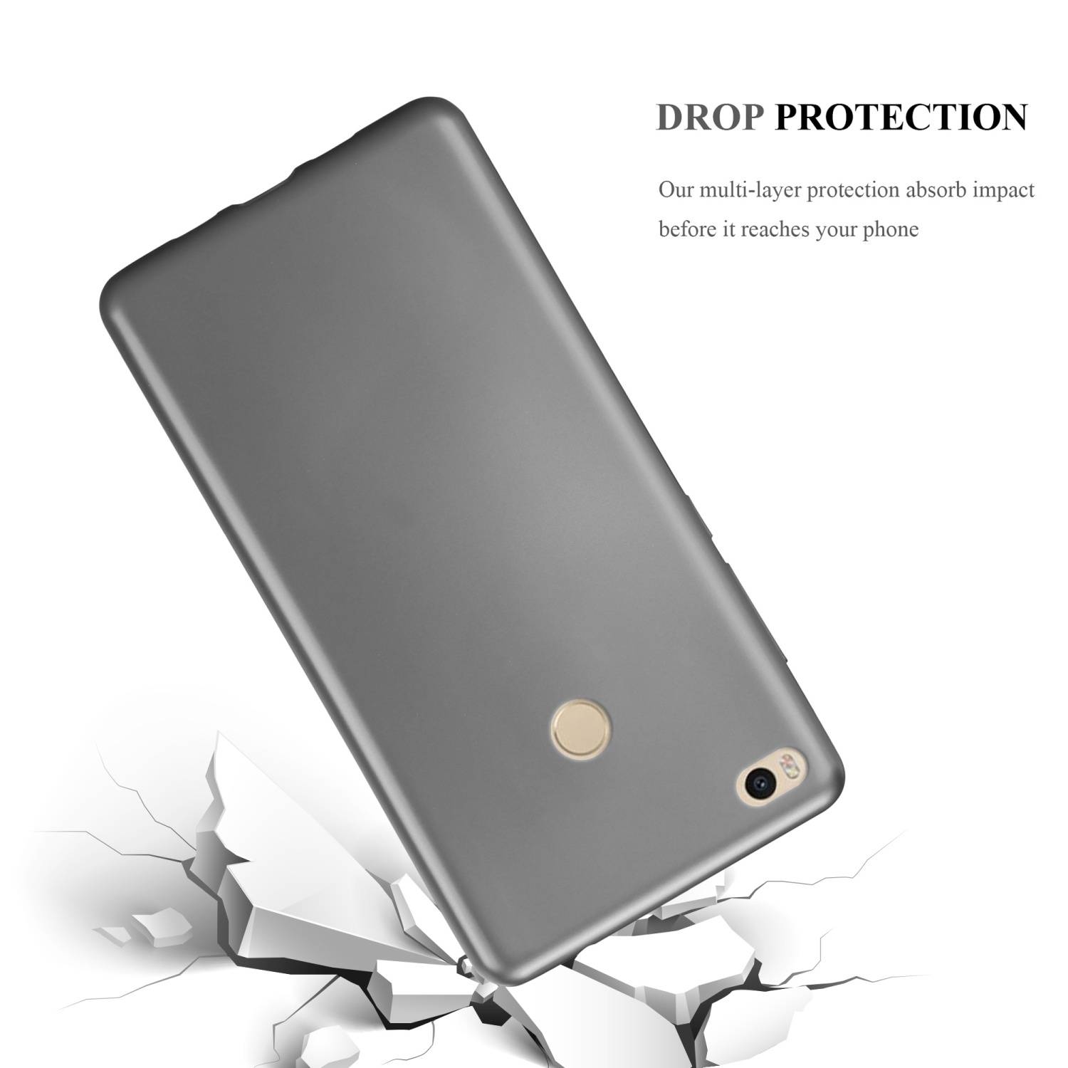 Cadorabo Schutzhülle für Xiaomi Mi MAX 2 Hülle in Grau Handyhülle TPU Silikon Etui Cover Case