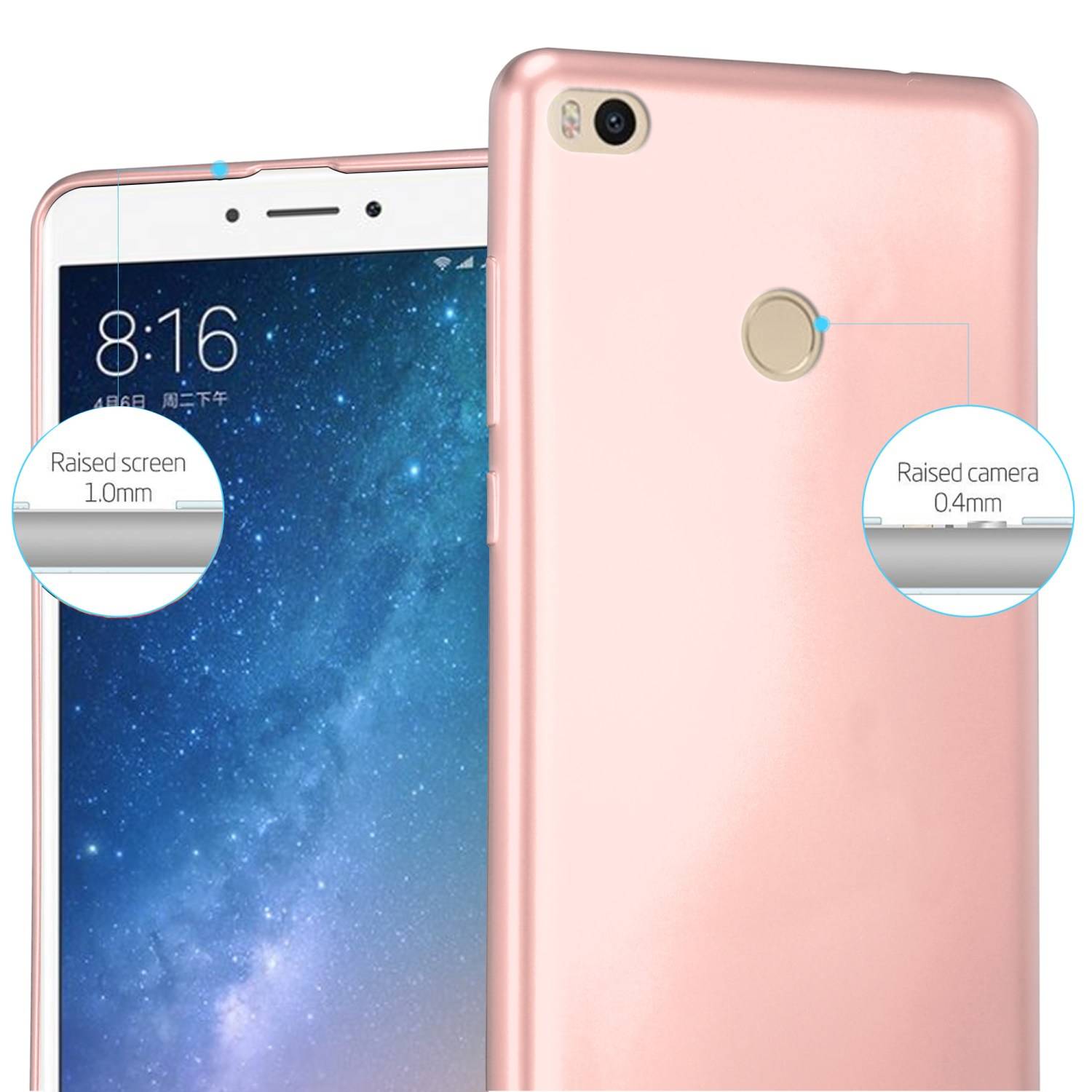 Cadorabo Schutzhülle für Xiaomi Mi MAX 2 Hülle in Rosa Handyhülle TPU Silikon Etui Cover Case