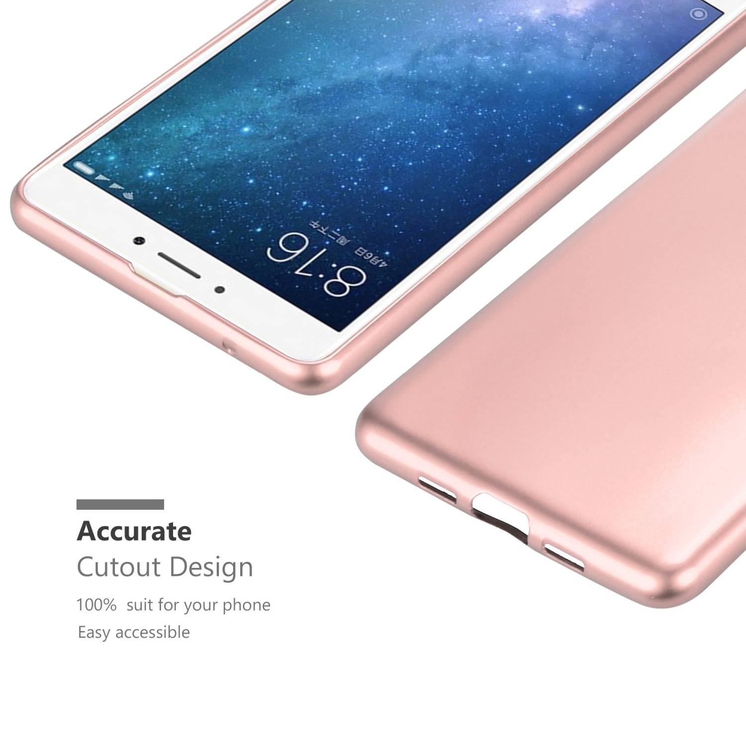 Cadorabo Schutzhülle für Xiaomi Mi MAX 2 Hülle in Rosa Handyhülle TPU Silikon Etui Cover Case