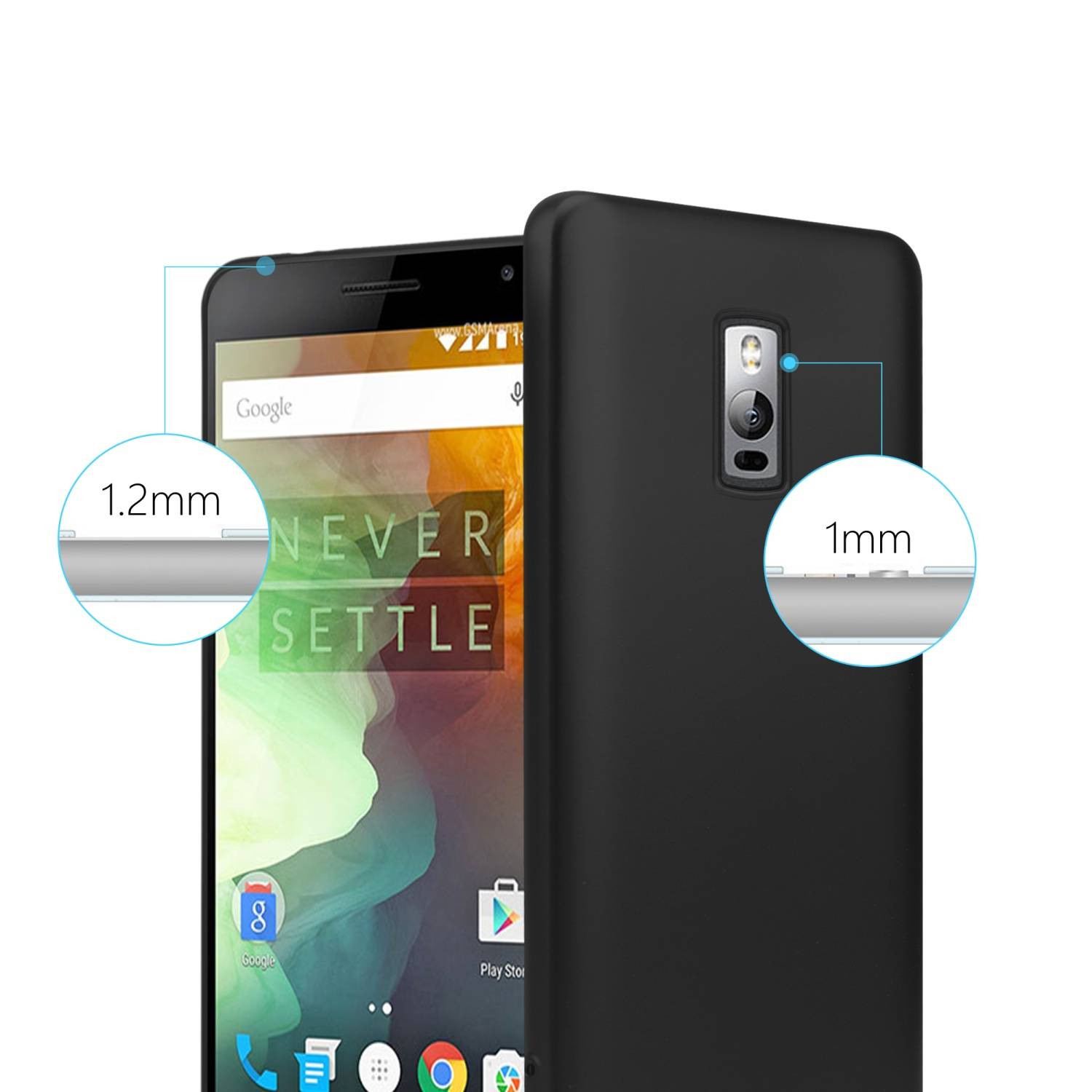 Cadorabo Schutzhülle für OnePlus ONE Hülle in Schwarz Handyhülle TPU Silikon Etui Cover Case