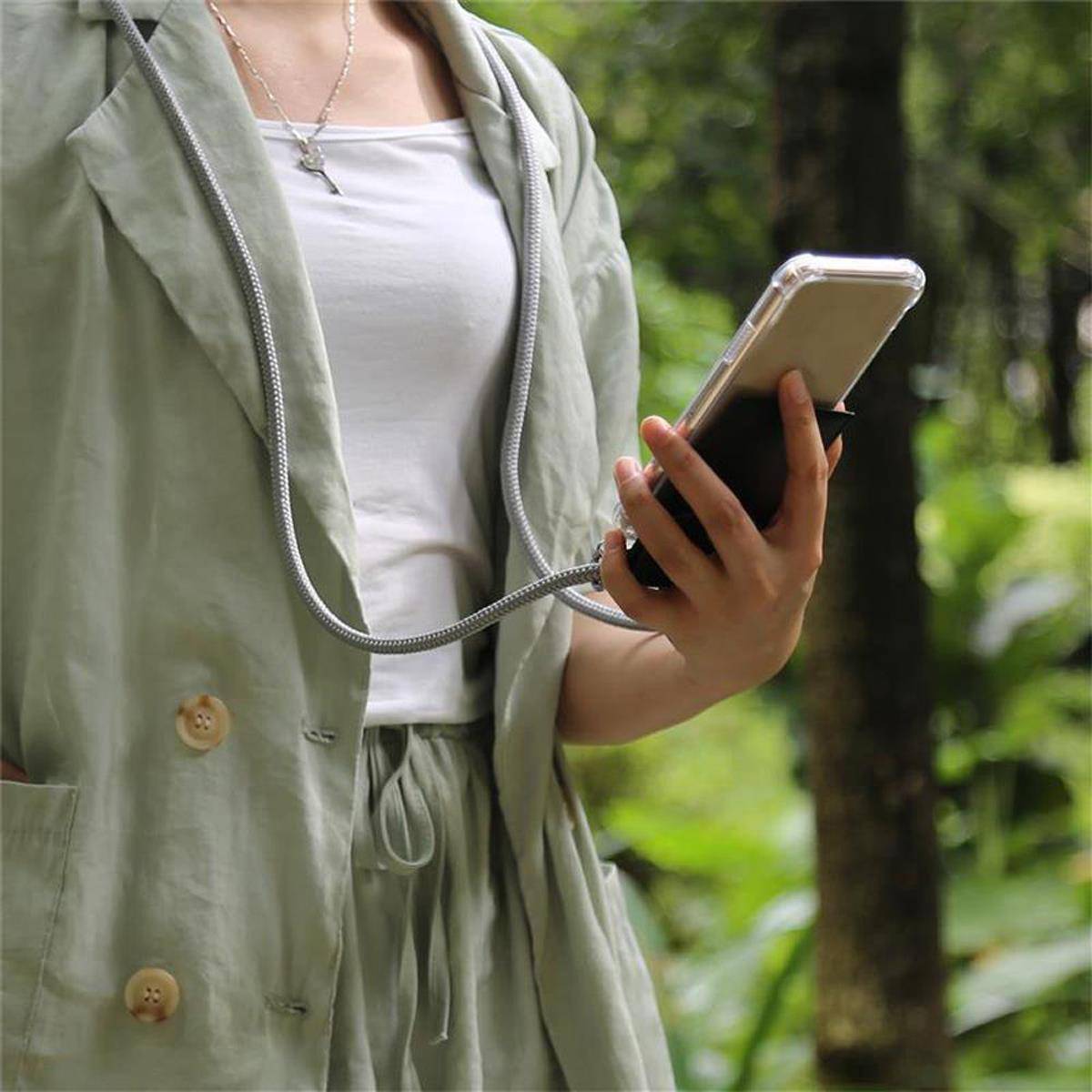 Cadorabo Schutzhülle für Samsung Galaxy A31 Hülle in Grau Handy Kette Kordel abnehmbares Etui