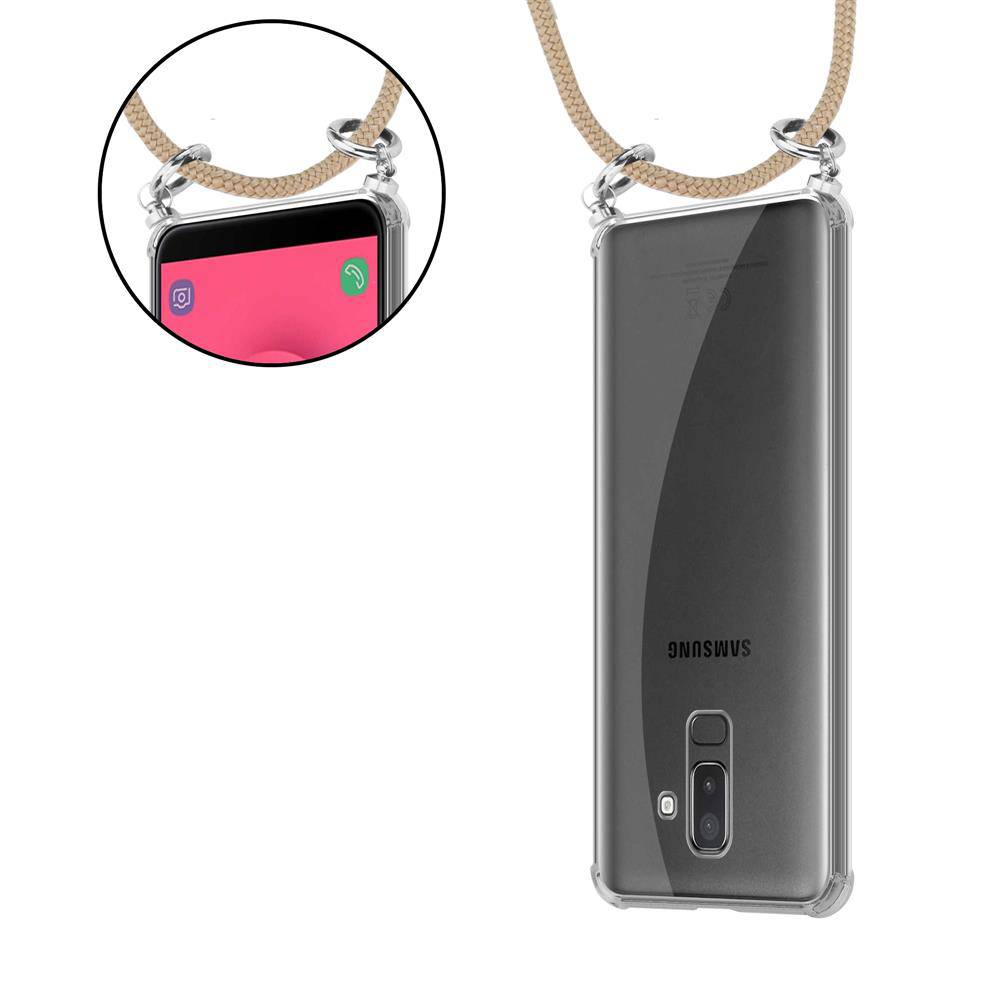 Cadorabo Schutzhülle für Samsung Galaxy J8 2018 Hülle in Braun Handy Kette Kordel abnehmbares Etui