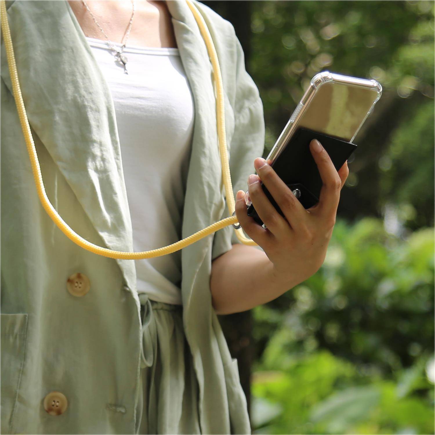 Cadorabo Schutzhülle für Google PIXEL 3 Hülle in Gelb Handy Kette Kordel abnehmbares Etui