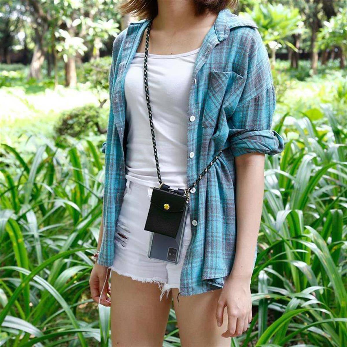 Cadorabo Hülle für Samsung Galaxy A51 4G / M40s Schutzhülle in Braun Handy Kette Silikon Kordel abnehmbares Etui