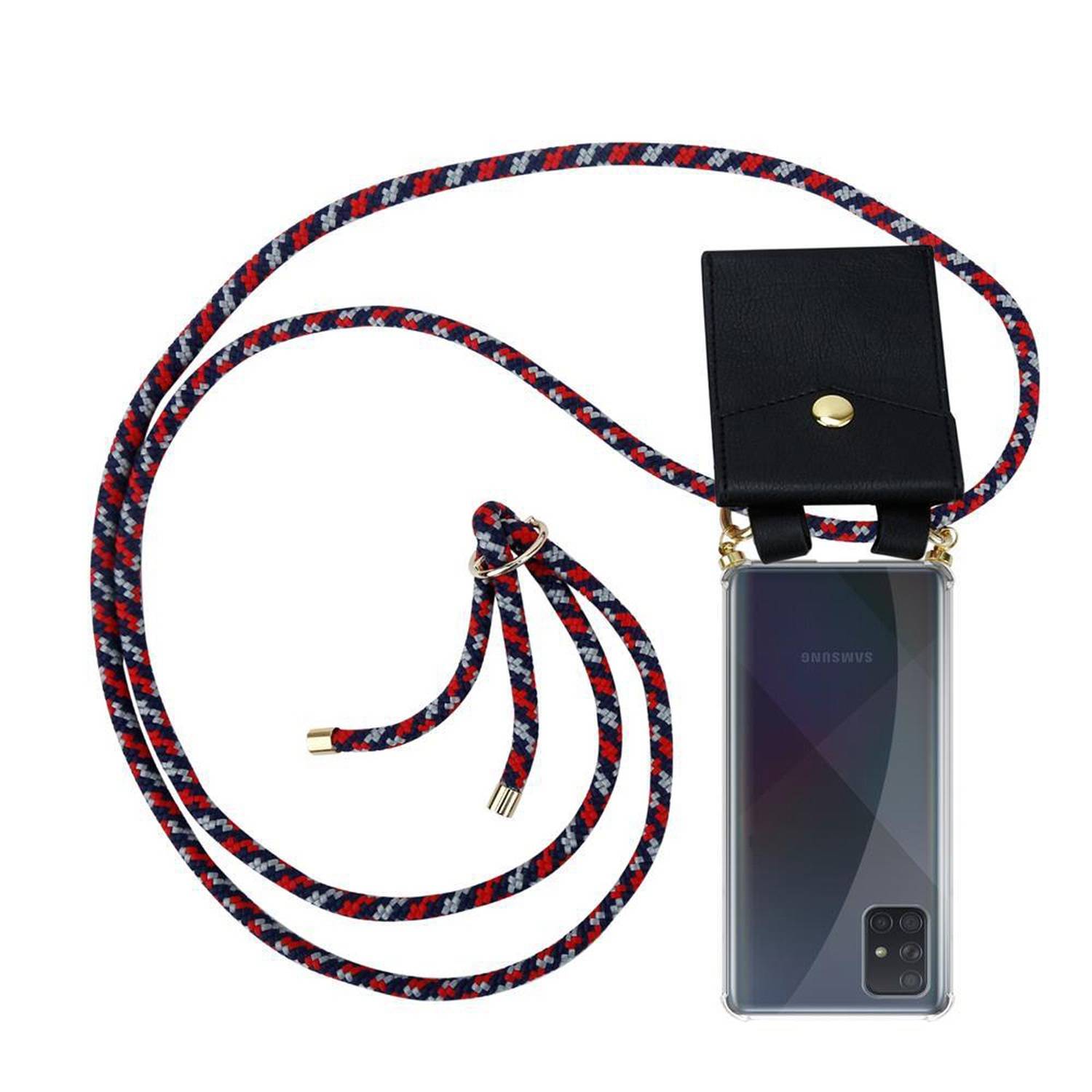 Cadorabo Hülle für Samsung Galaxy A51 4G / M40s Schutzhülle in Blau Handy Kette Silikon Kordel abnehmbares Etui