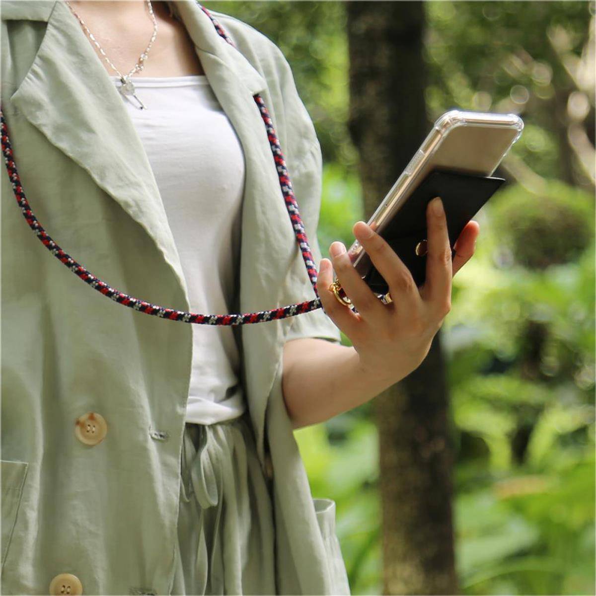 Cadorabo Hülle für Samsung Galaxy A51 4G / M40s Schutzhülle in Blau Handy Kette Silikon Kordel abnehmbares Etui