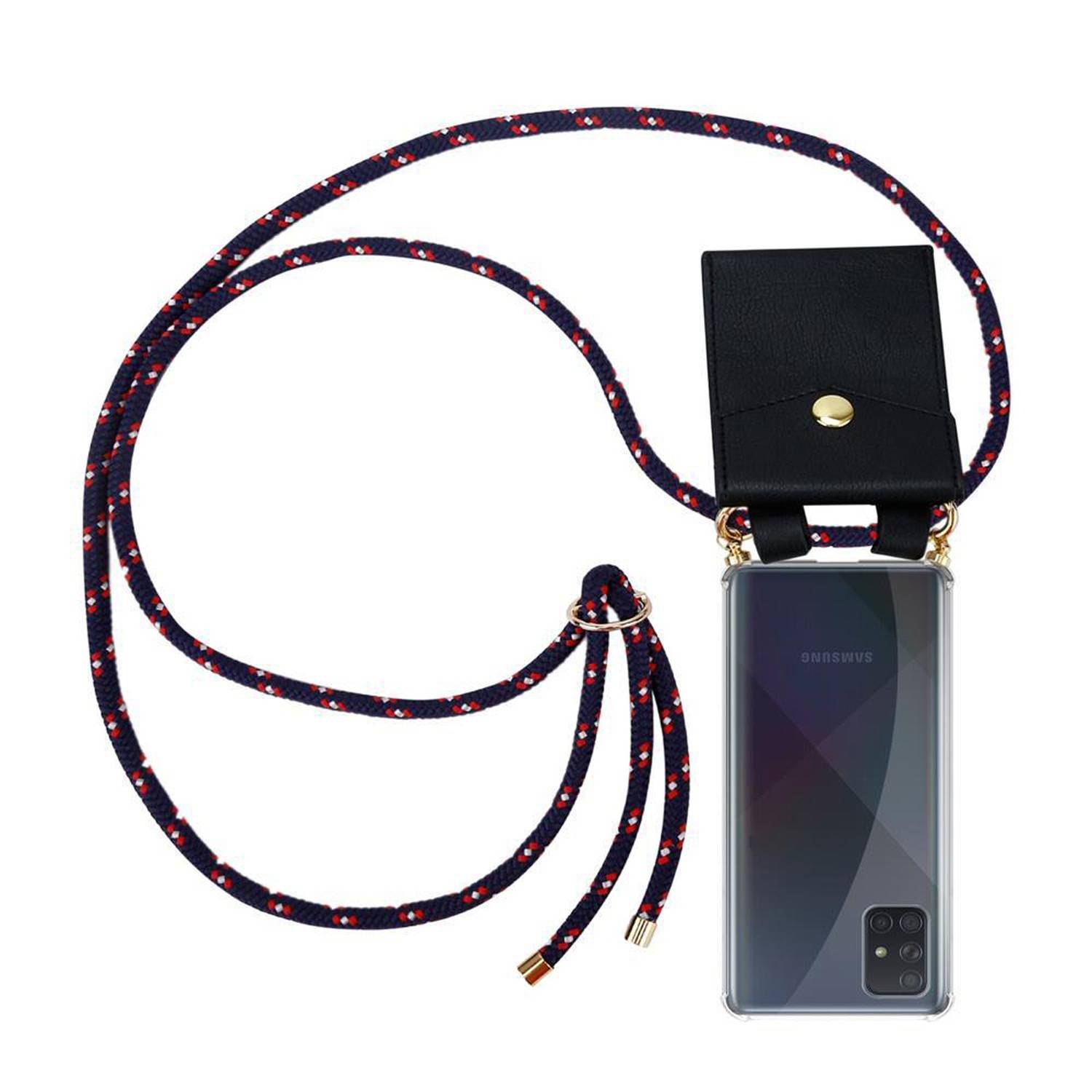 Cadorabo Hülle für Samsung Galaxy A51 4G / M40s Schutzhülle in Blau Handy Kette Silikon Kordel abnehmbares Etui
