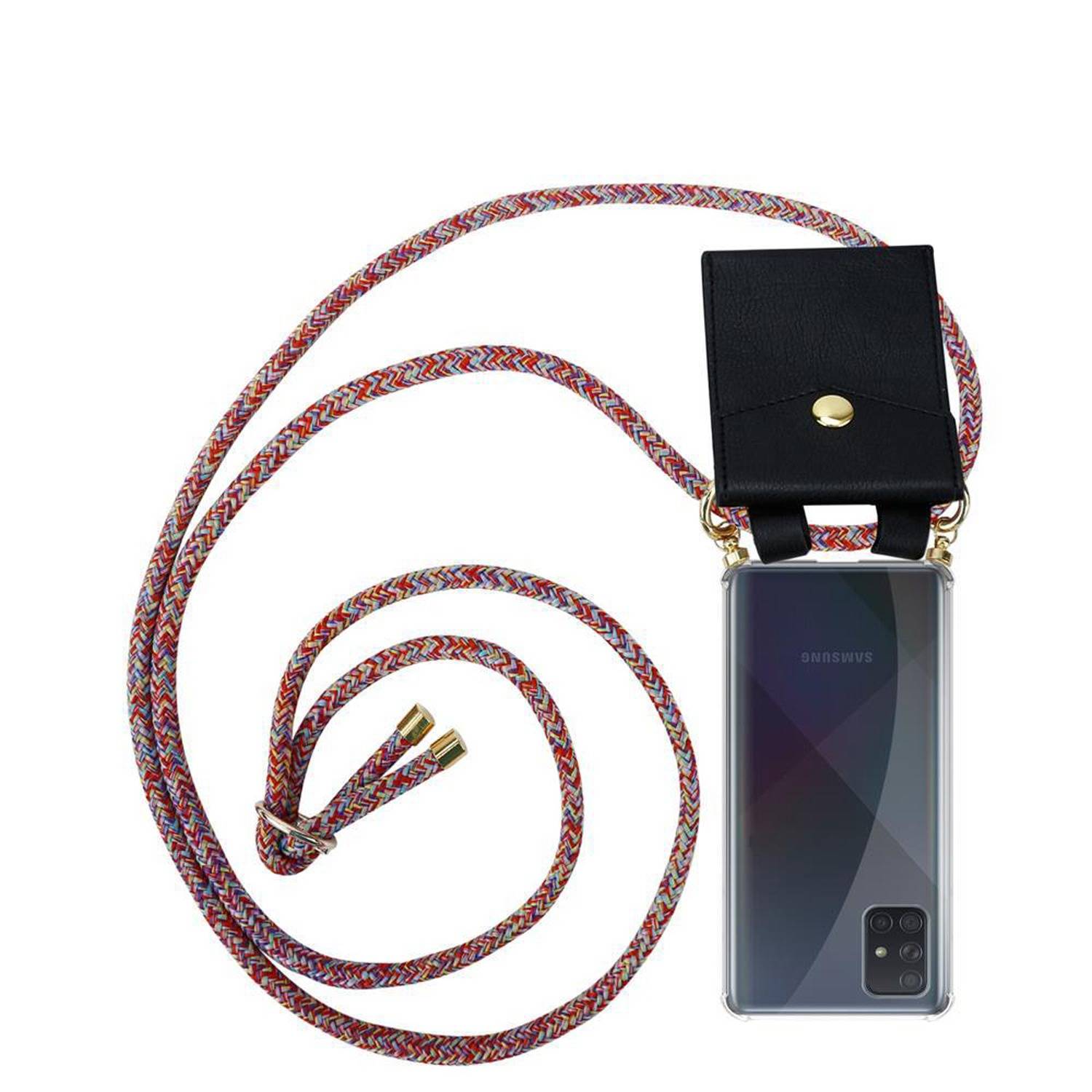 Cadorabo Hülle für Samsung Galaxy A71 4G Schutzhülle in Rot Handy Kette Silikon Kordel abnehmbares Etui