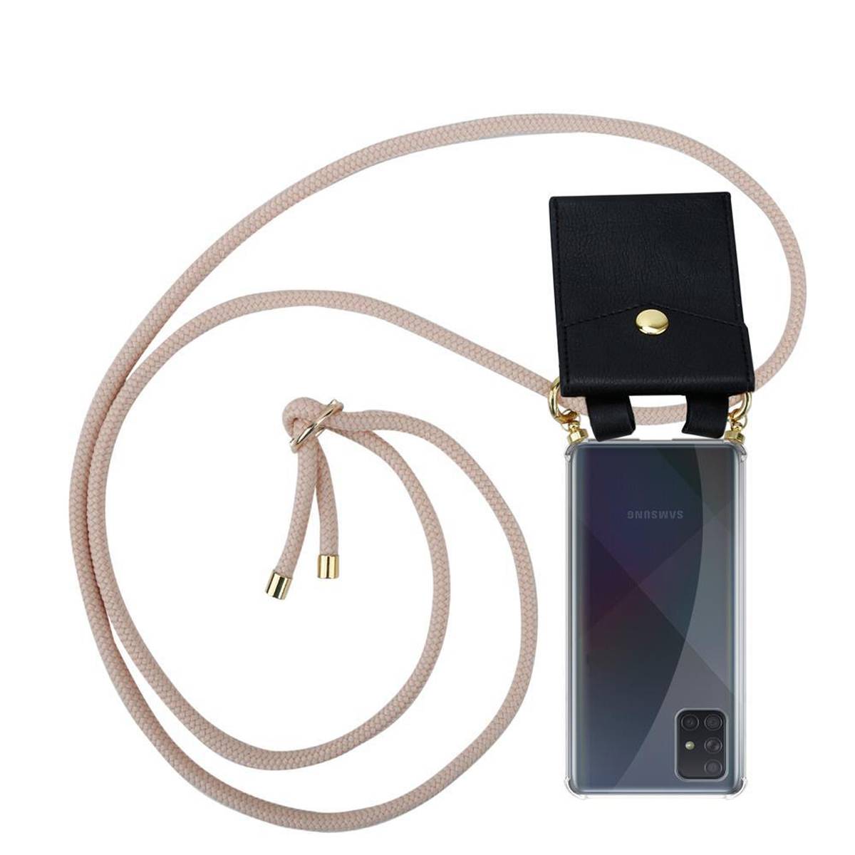 Cadorabo Hülle für Samsung Galaxy A71 4G Schutzhülle in Rosa Handy Kette Silikon Kordel abnehmbares Etui
