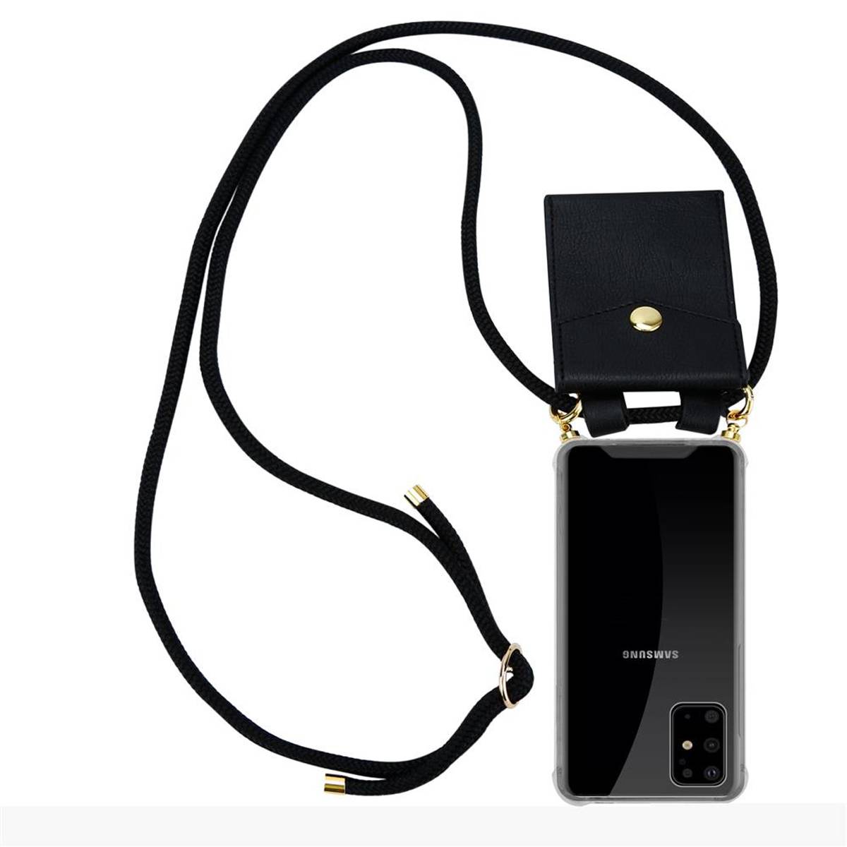 Cadorabo Hülle für Samsung Galaxy S20 PLUS Schutzhülle in Schwarz Handy Kette Silikon Kordel abnehmbares Etui