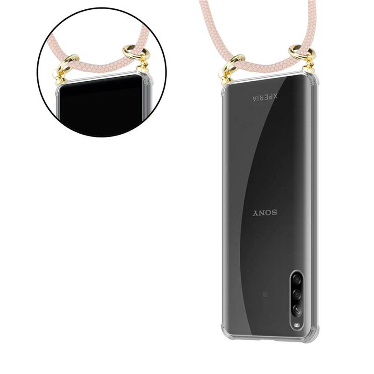 Cadorabo Hülle für Sony Xperia L4 Schutzhülle in Rosa Handy Kette Silikon Kordel abnehmbares Etui