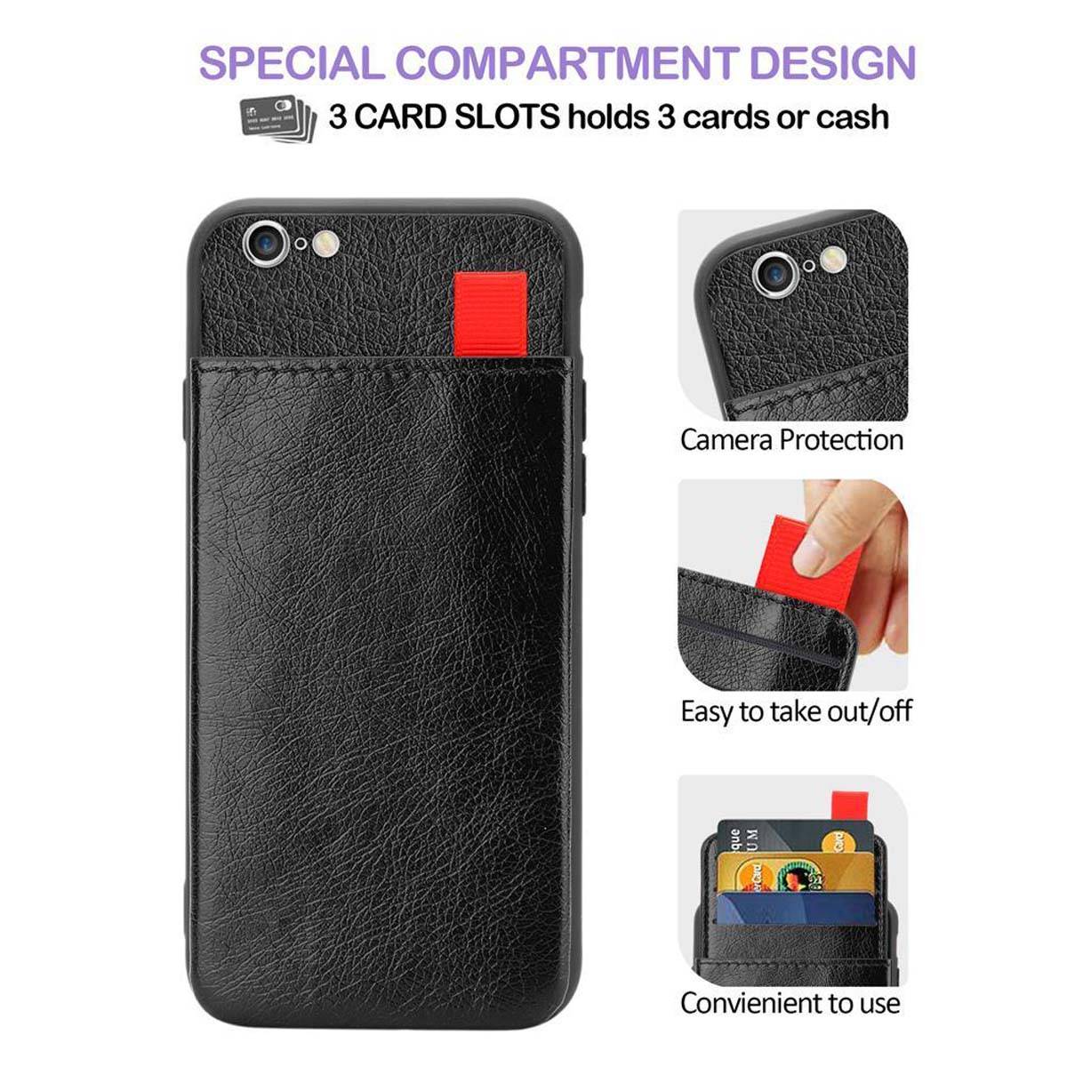 Cadorabo Hülle für Apple iPhone 6 PLUS / 6S PLUS Schutz Hülle in Schwarz Handyhülle TPU Etui herausziehbare