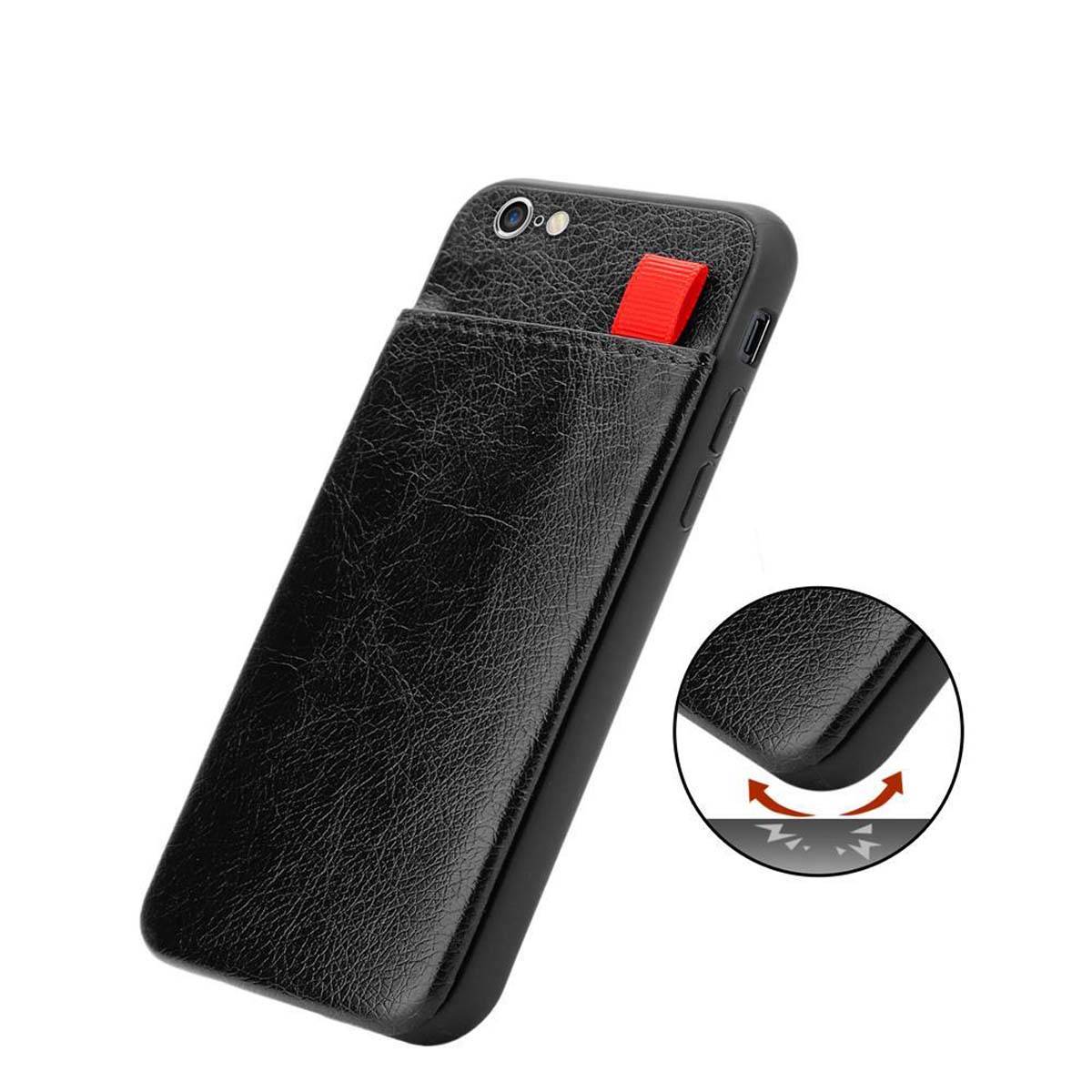 Cadorabo Hülle für Apple iPhone 6 PLUS / 6S PLUS Schutz Hülle in Schwarz Handyhülle TPU Etui herausziehbare