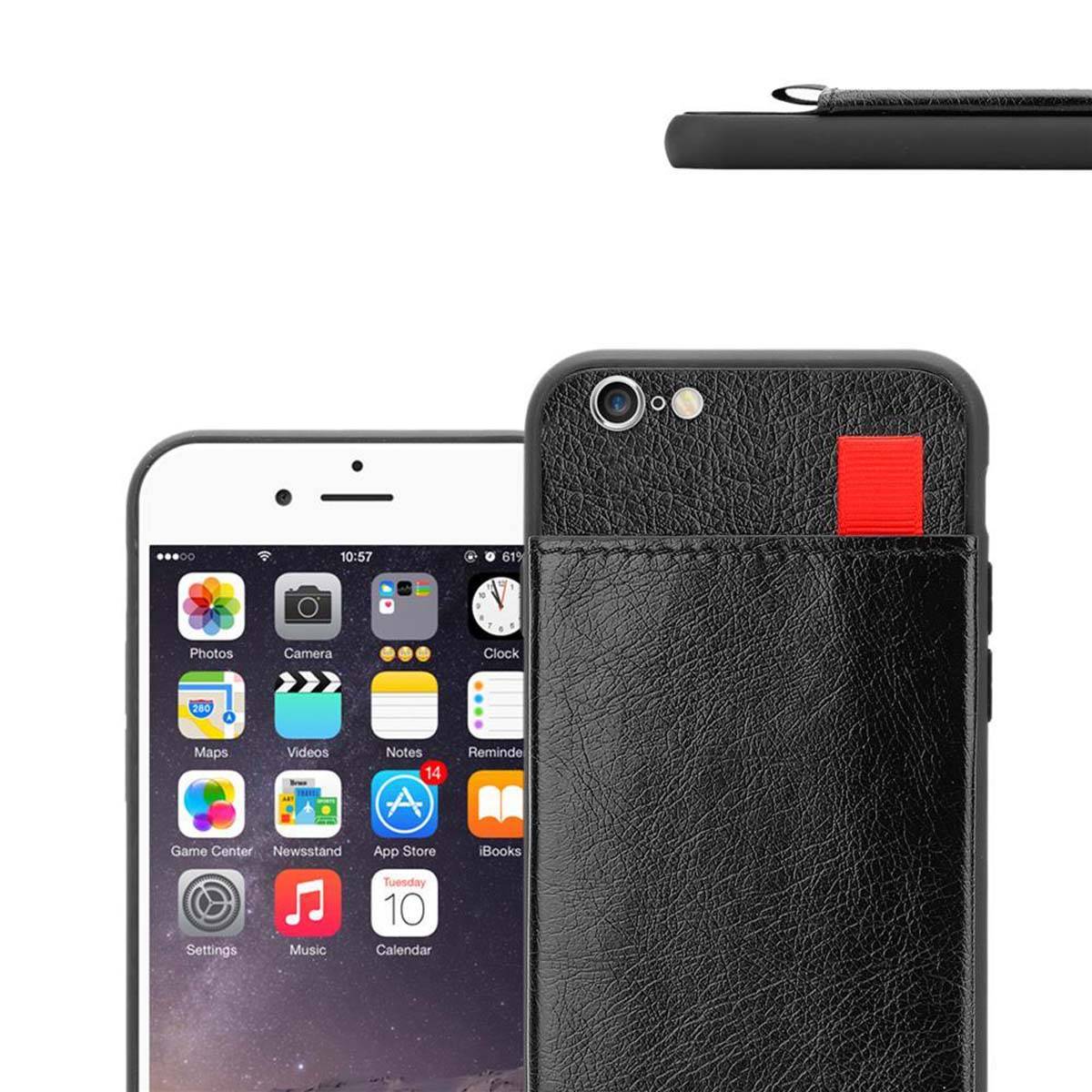 Cadorabo Hülle für Apple iPhone 6 PLUS / 6S PLUS Schutz Hülle in Schwarz Handyhülle TPU Etui herausziehbare
