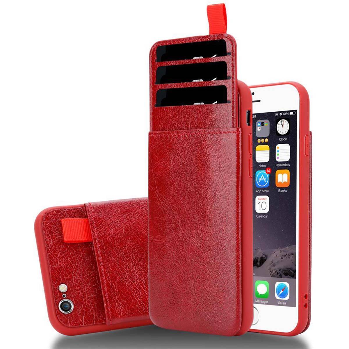 Cadorabo Hülle für Apple iPhone 6 PLUS / 6S PLUS Schutz Hülle in Rot Handyhülle TPU Etui herausziehbare