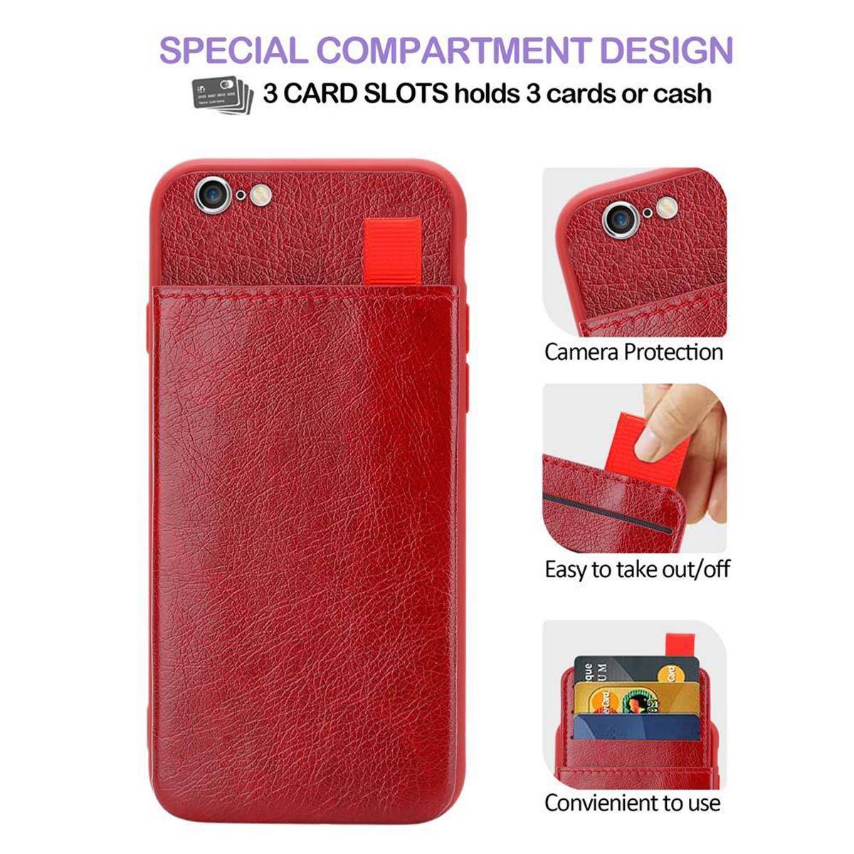 Cadorabo Hülle für Apple iPhone 6 PLUS / 6S PLUS Schutz Hülle in Rot Handyhülle TPU Etui herausziehbare