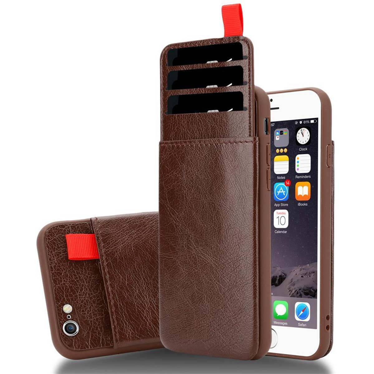 Cadorabo Hülle für Apple iPhone 6 PLUS / 6S PLUS Schutz Hülle in Braun Handyhülle TPU Etui herausziehbare