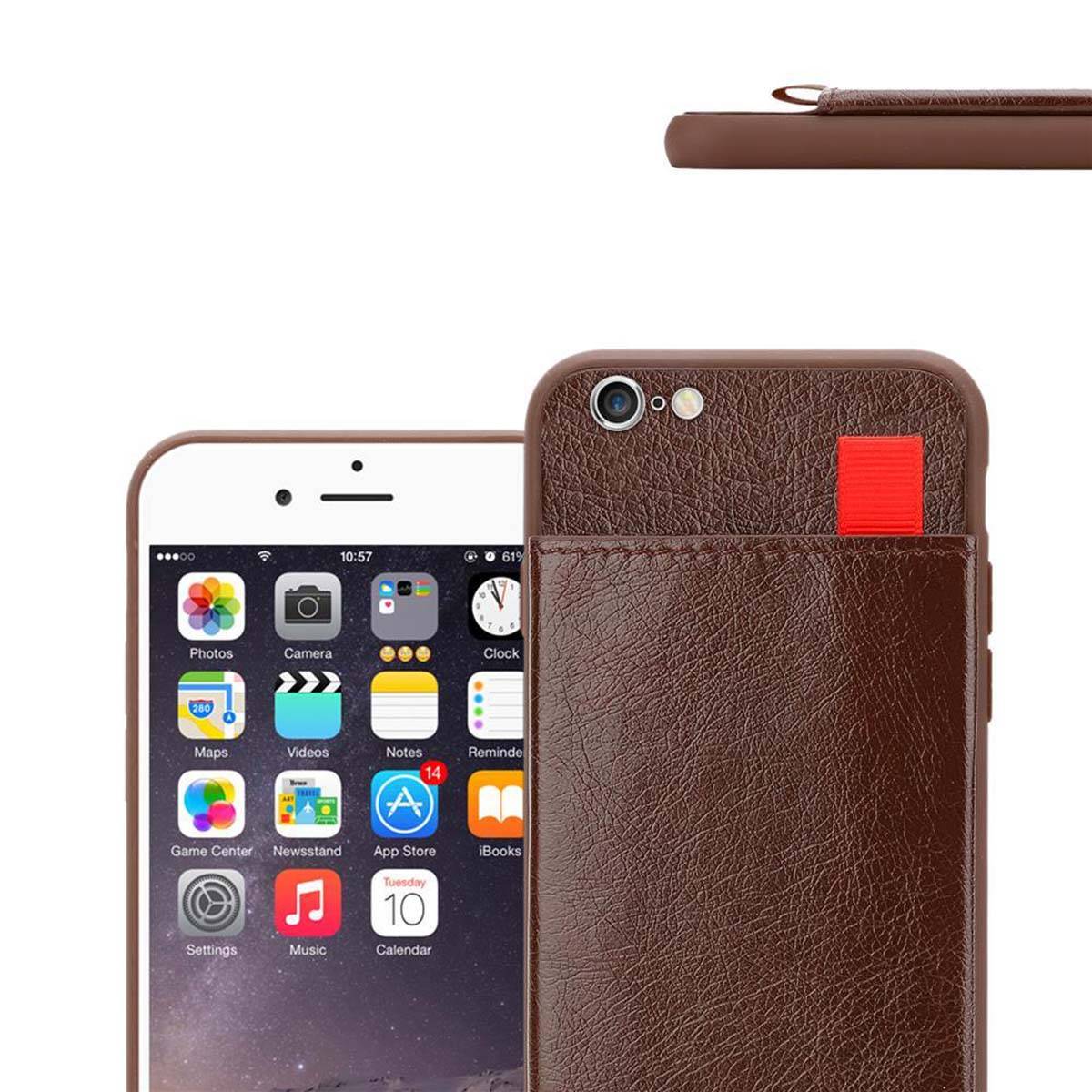 Cadorabo Hülle für Apple iPhone 6 PLUS / 6S PLUS Schutz Hülle in Braun Handyhülle TPU Etui herausziehbare