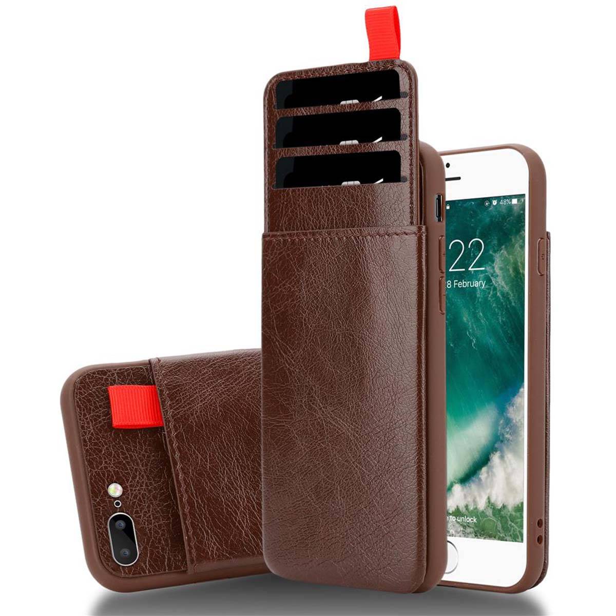 Cadorabo Hülle für Apple iPhone 7 PLUS / 7S PLUS / 8 PLUS Schutz Hülle in Braun Handyhülle TPU Etui herausziehbare