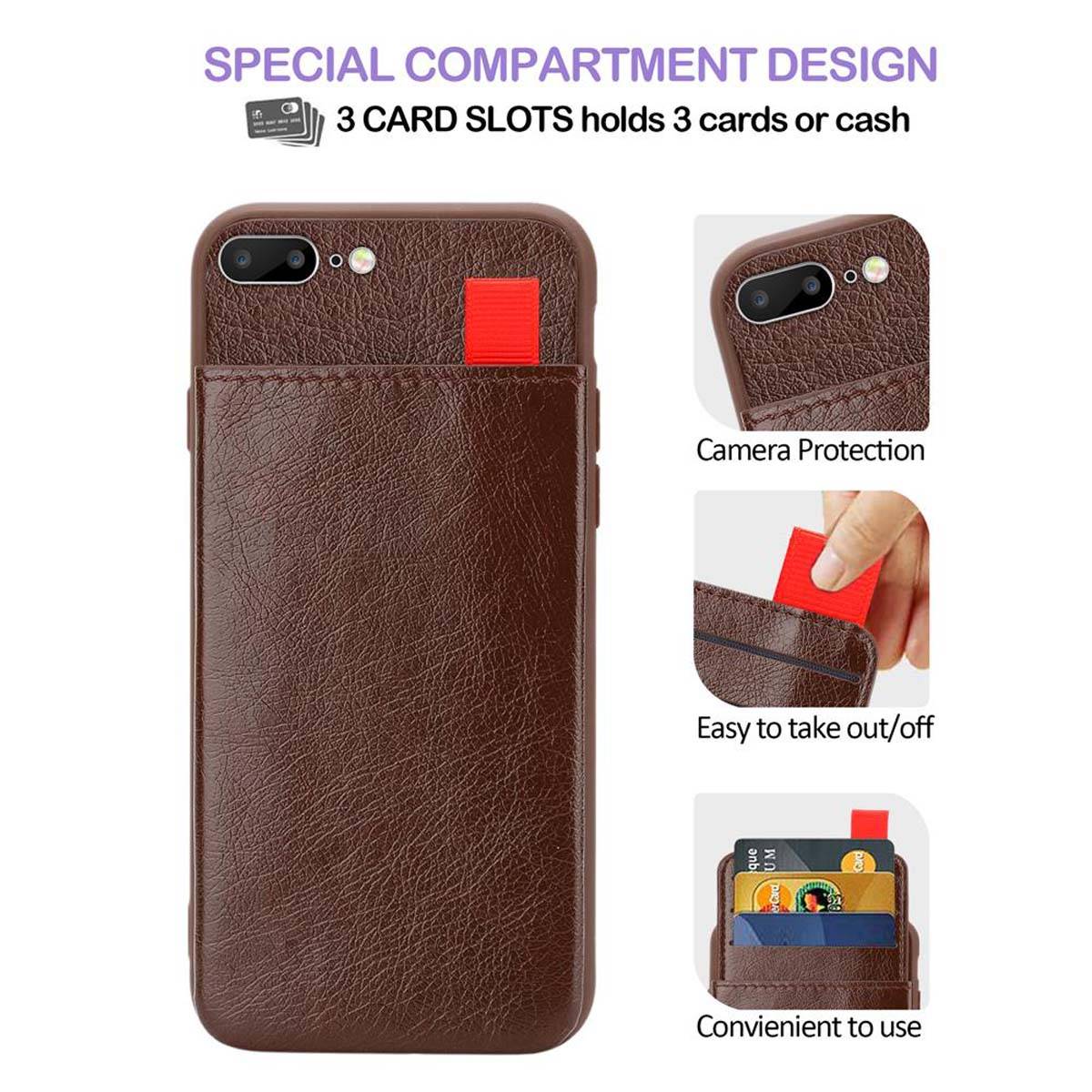 Cadorabo Hülle für Apple iPhone 7 PLUS / 7S PLUS / 8 PLUS Schutz Hülle in Braun Handyhülle TPU Etui herausziehbare