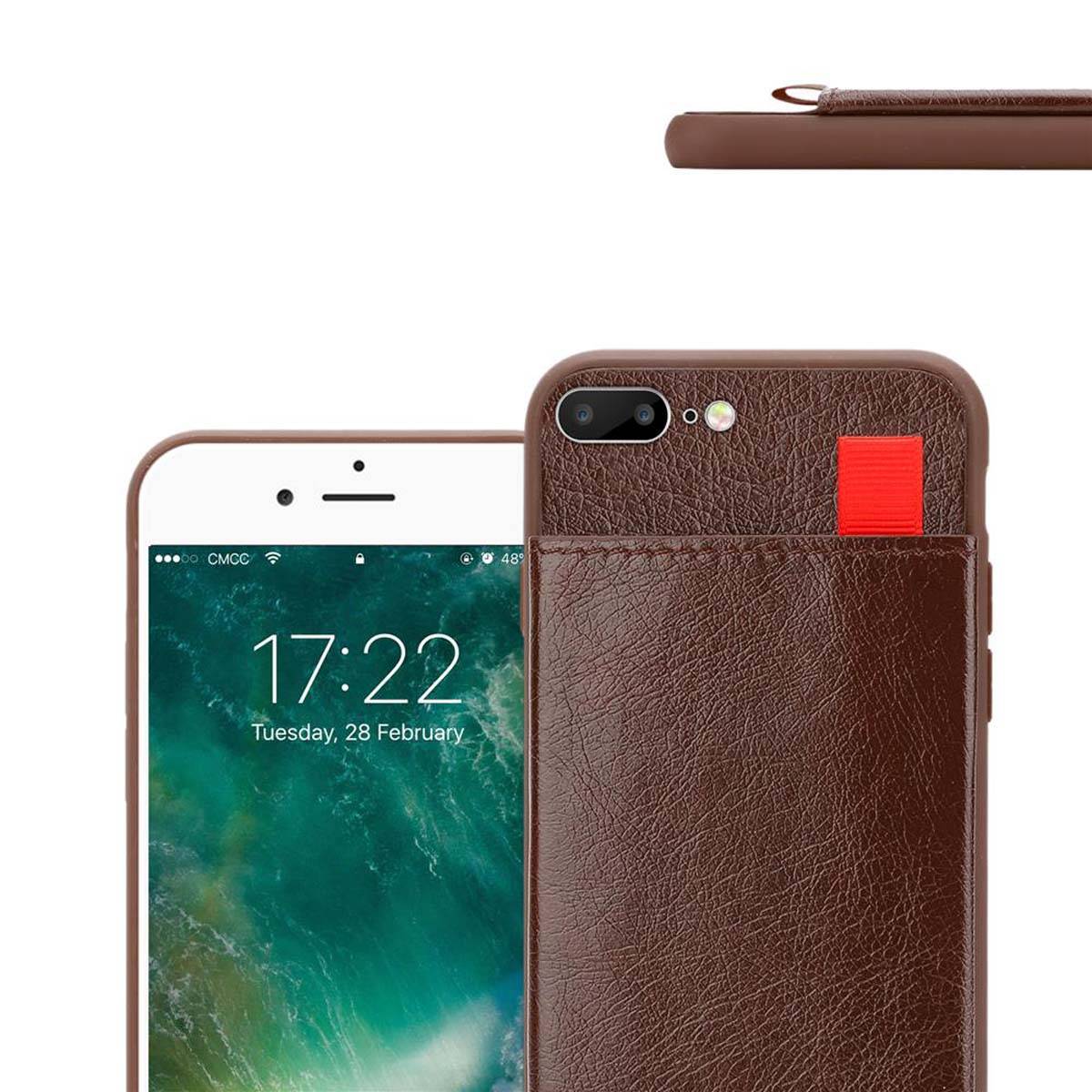 Cadorabo Hülle für Apple iPhone 7 PLUS / 7S PLUS / 8 PLUS Schutz Hülle in Braun Handyhülle TPU Etui herausziehbare