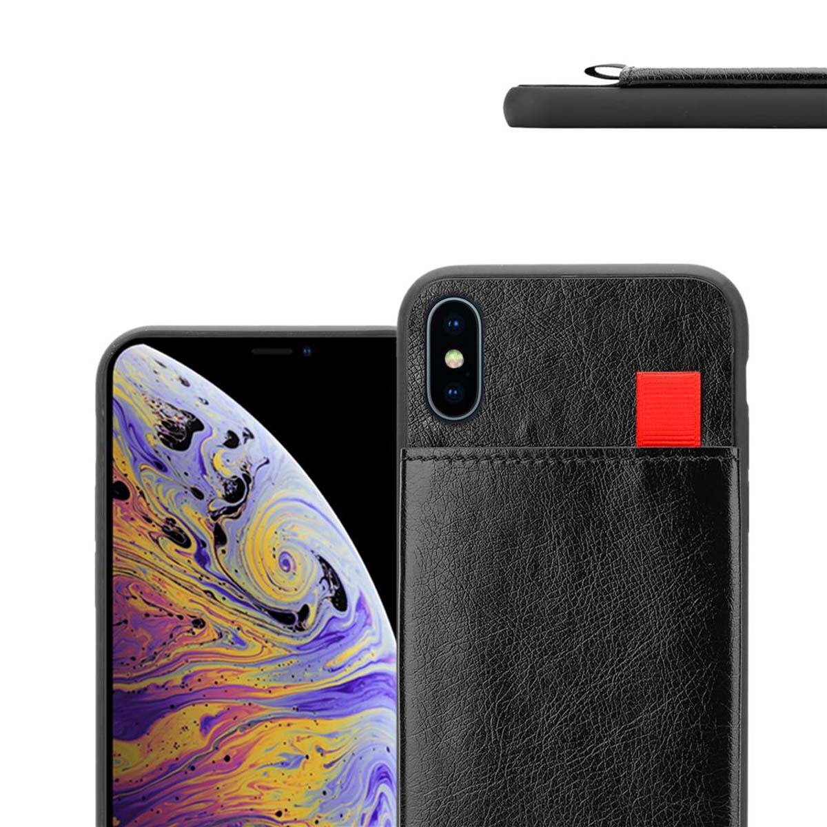 Cadorabo Hülle für Apple iPhone XS MAX Schutz Hülle in Schwarz Handyhülle TPU Etui herausziehbare Karten-Steckplätzen