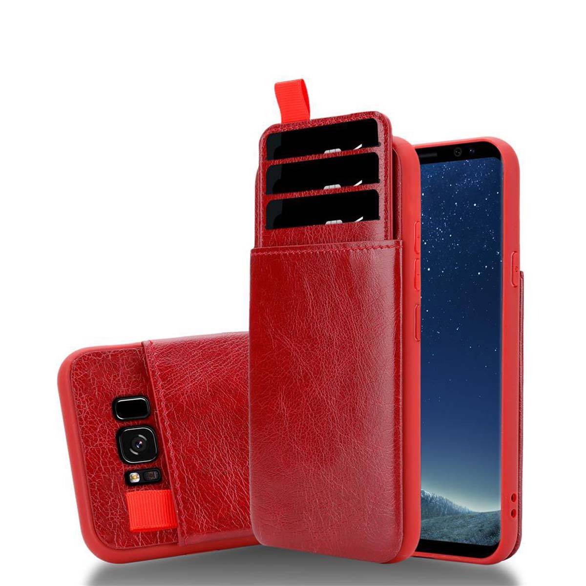 Cadorabo Hülle für Samsung Galaxy S8 PLUS Schutz Hülle in Rot Handyhülle TPU Etui herausziehbare Karten-Steckplätzen