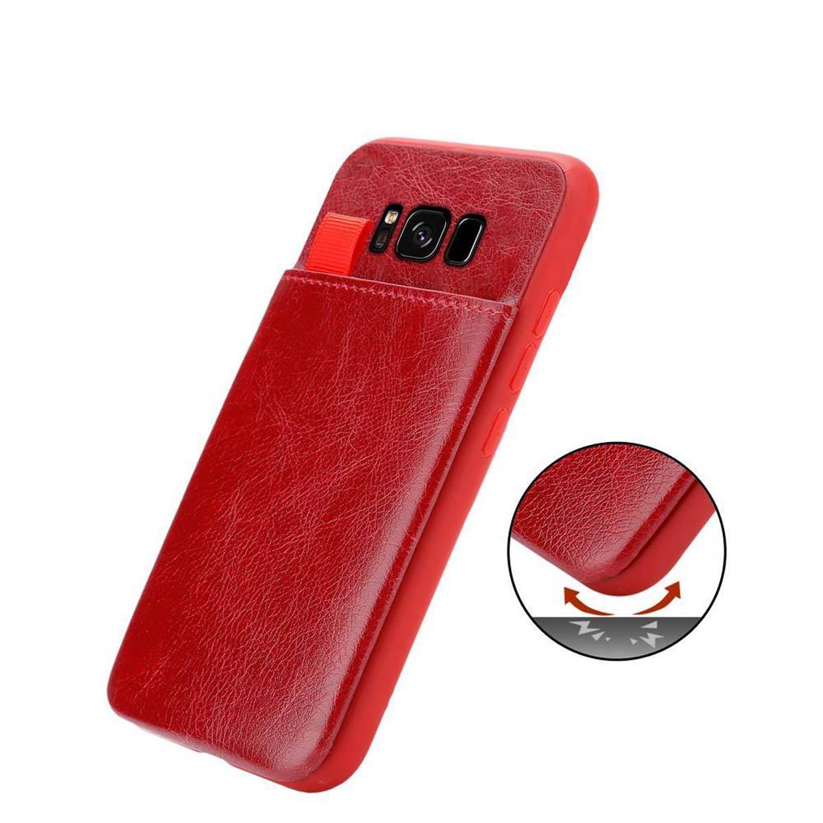 Cadorabo Hülle für Samsung Galaxy S8 PLUS Schutz Hülle in Rot Handyhülle TPU Etui herausziehbare Karten-Steckplätzen