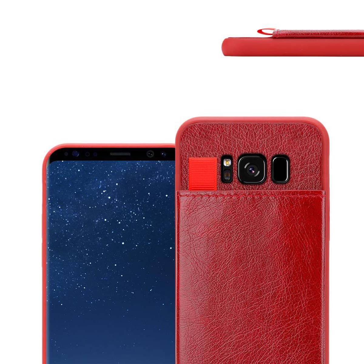 Cadorabo Hülle für Samsung Galaxy S8 PLUS Schutz Hülle in Rot Handyhülle TPU Etui herausziehbare Karten-Steckplätzen
