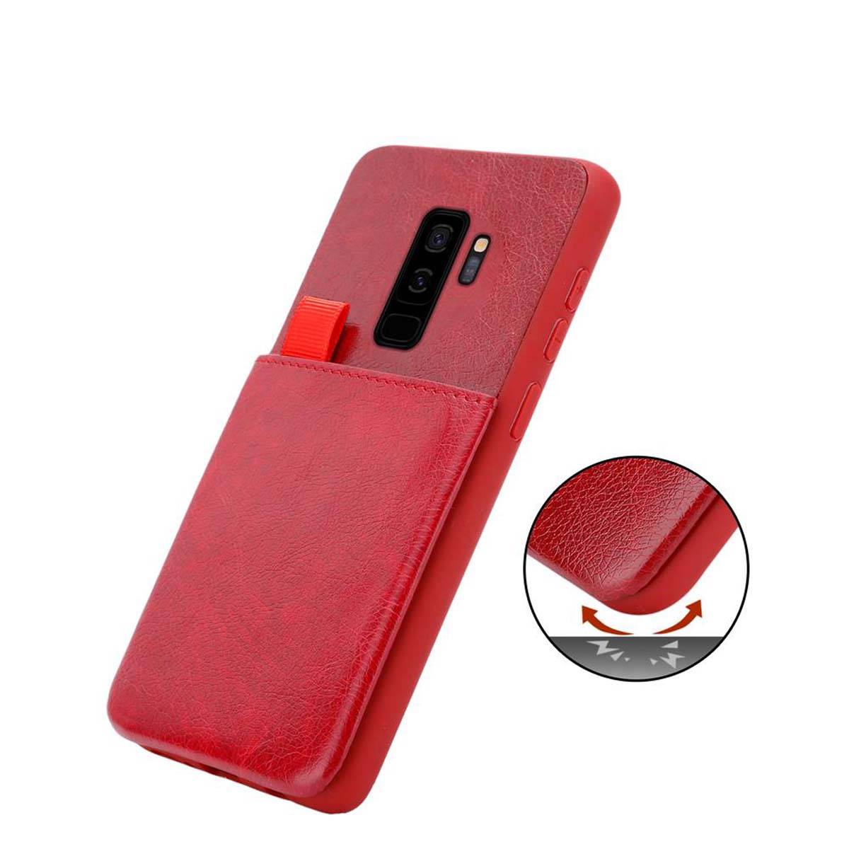 Cadorabo Hülle für Samsung Galaxy S9 PLUS Schutz Hülle in Rot Handyhülle TPU Etui herausziehbare Karten-Steckplätzen