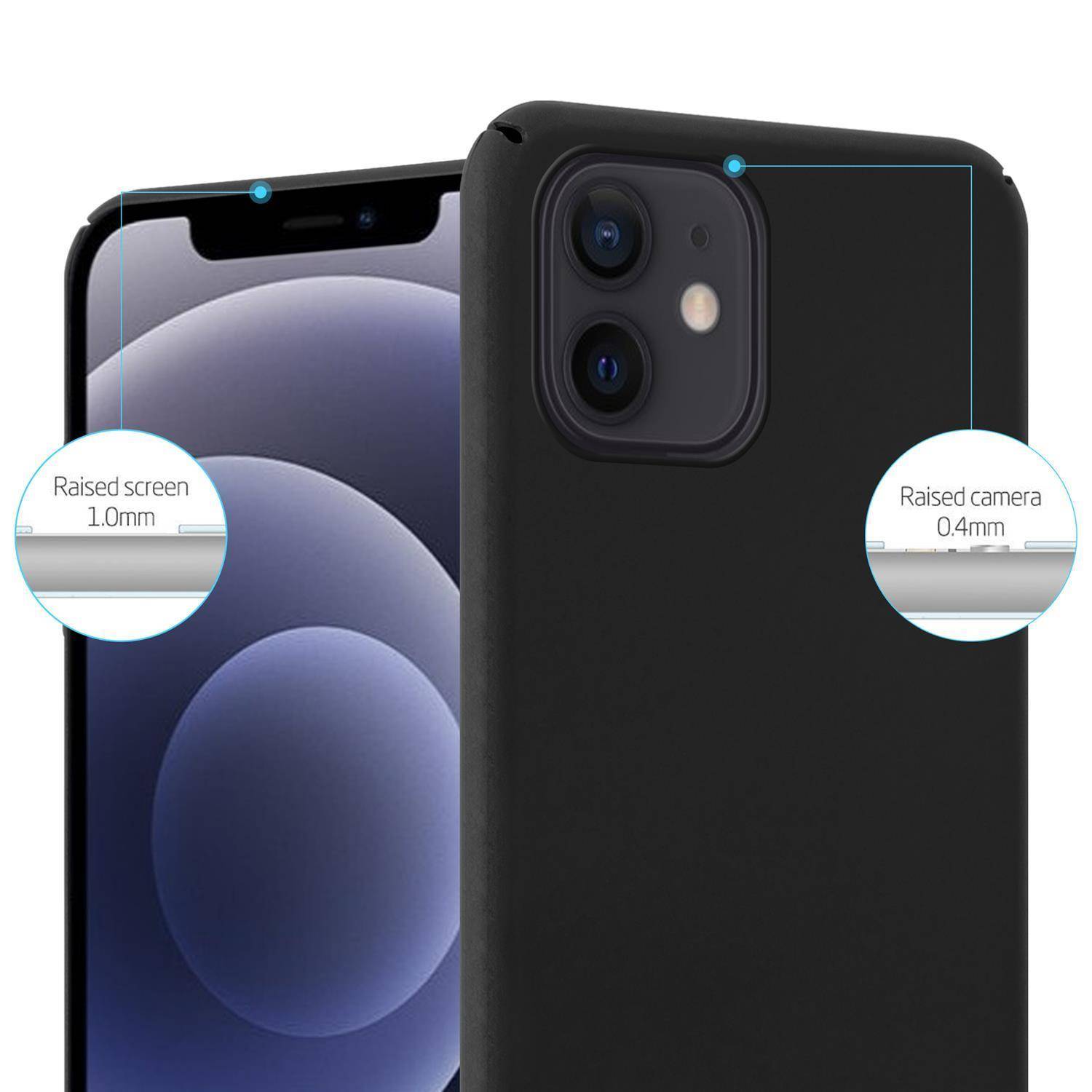 Cadorabo Hülle für Apple iPhone 12 MINI Schutzhülle in Schwarz Hard Case Handy Hülle Etui
