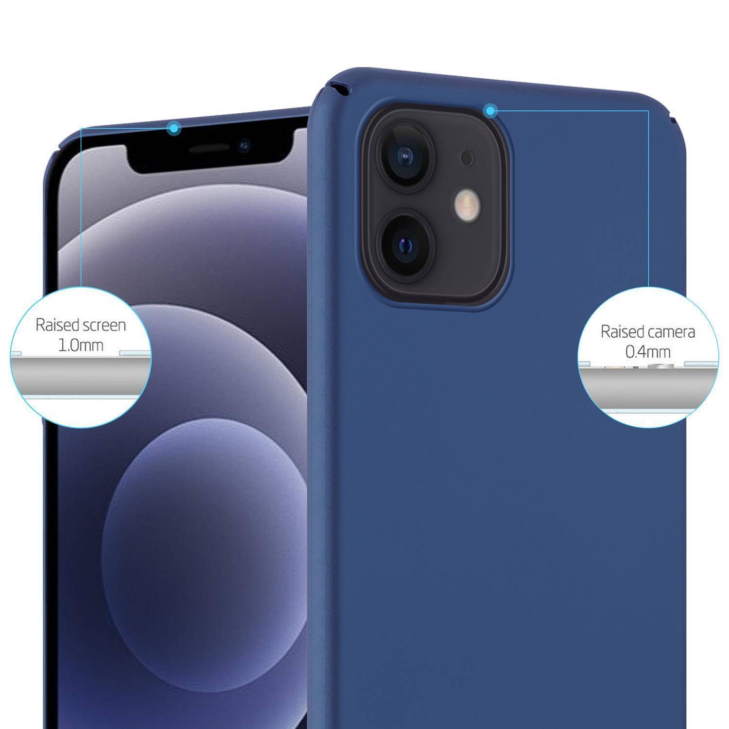 Cadorabo Hülle für Apple iPhone 12 / 12 PRO Schutzhülle in Blau Hard Case Handy Hülle Etui