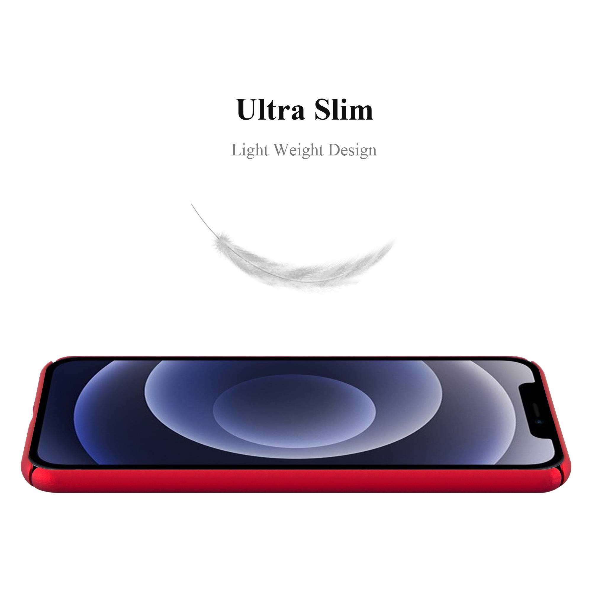 Cadorabo Hülle für Apple iPhone 12 / 12 PRO Schutzhülle in Rot Hard Case Handy Hülle Etui