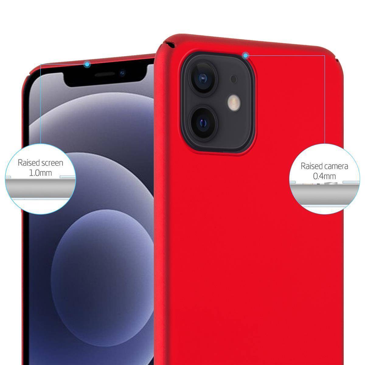 Cadorabo Hülle für Apple iPhone 12 / 12 PRO Schutzhülle in Rot Hard Case Handy Hülle Etui