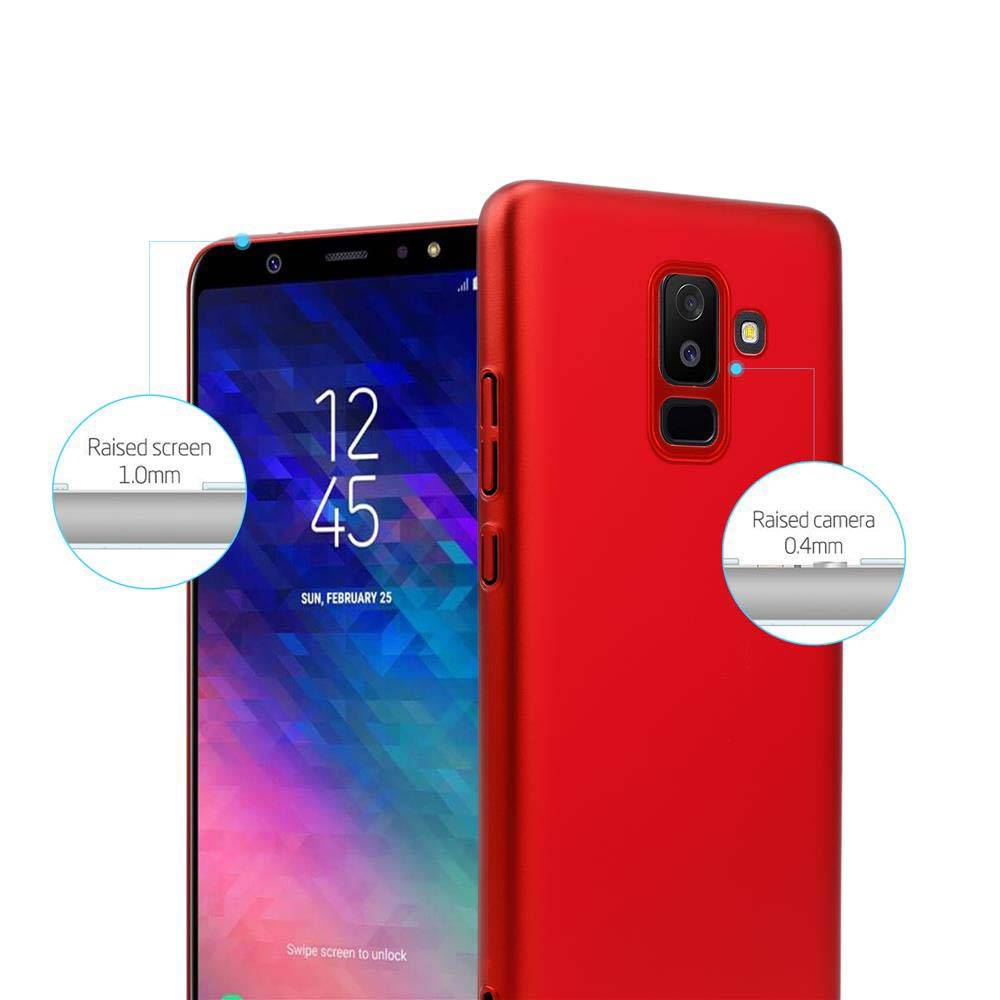Cadorabo Hülle für Samsung Galaxy A6 PLUS 2018 Schutzhülle in Rot Hard Case Handy Hülle Etui