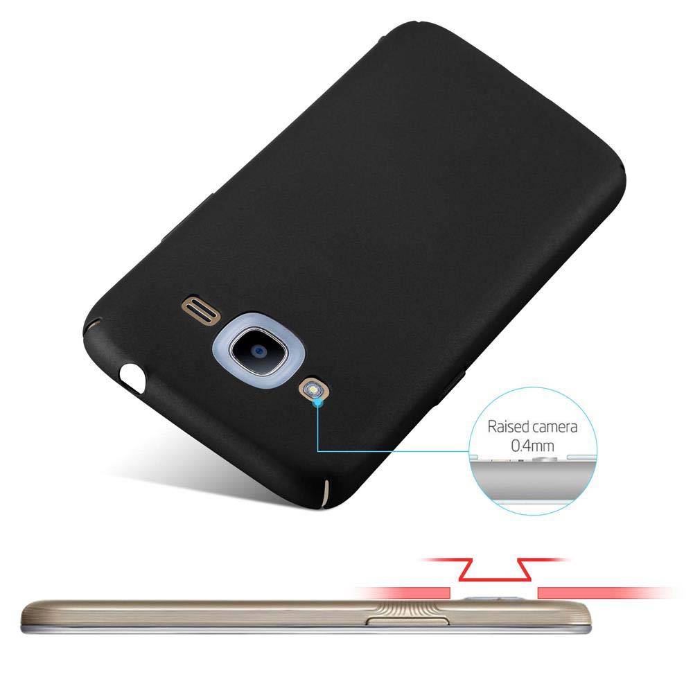 Cadorabo Hülle für Samsung Galaxy J2 2016 Schutzhülle in Schwarz Hard Case Handy Hülle Etui