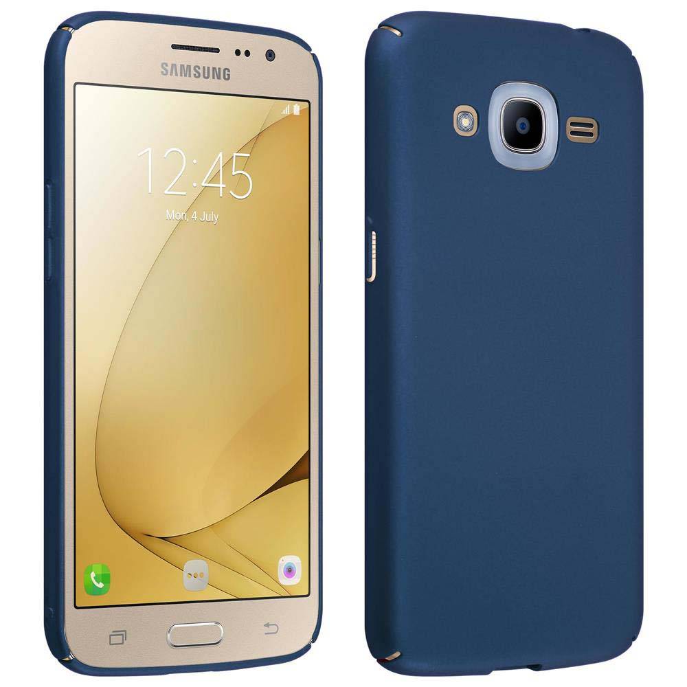 Cadorabo Hülle für Samsung Galaxy J2 2016 Schutzhülle in Blau Hard Case Handy Hülle Etui