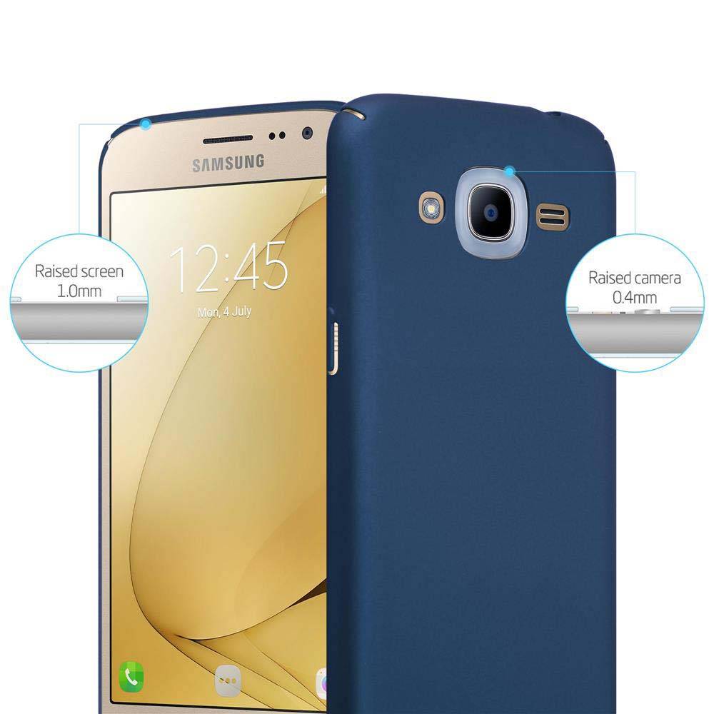 Cadorabo Hülle für Samsung Galaxy J2 2016 Schutzhülle in Blau Hard Case Handy Hülle Etui