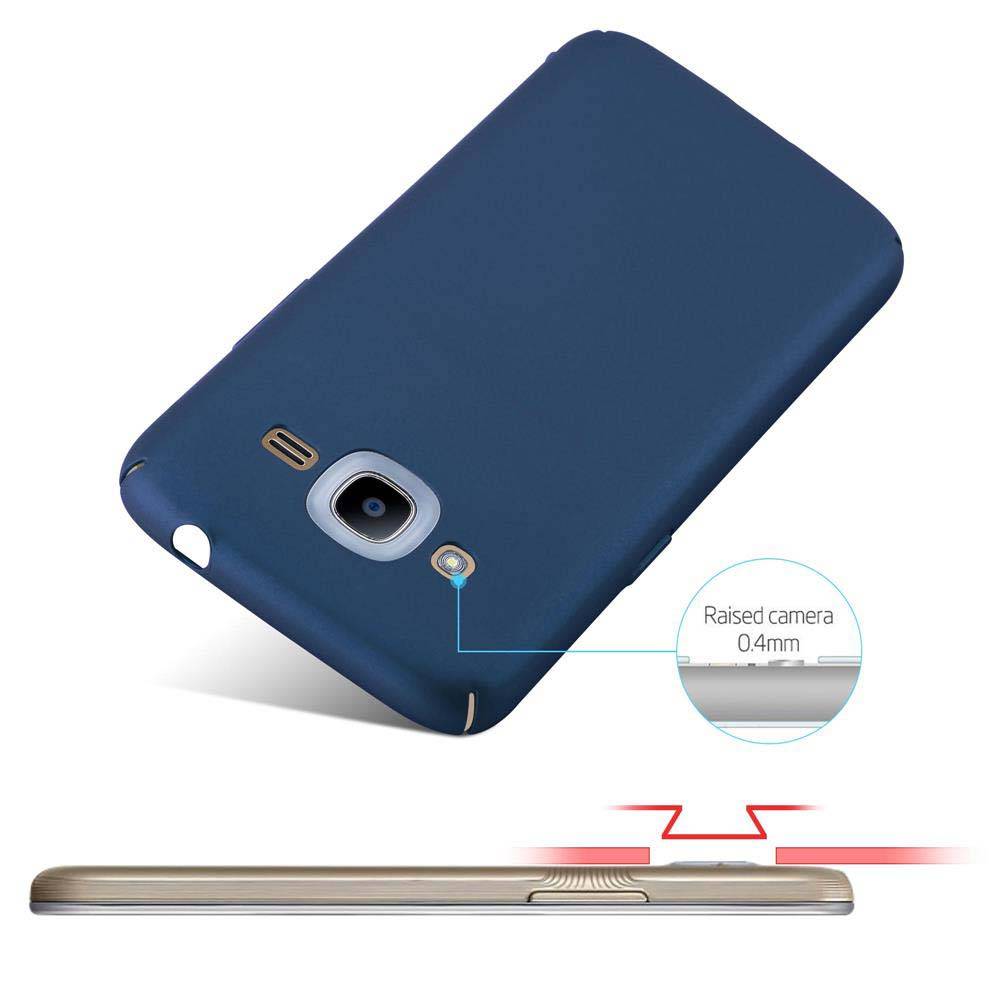Cadorabo Hülle für Samsung Galaxy J2 2016 Schutzhülle in Blau Hard Case Handy Hülle Etui