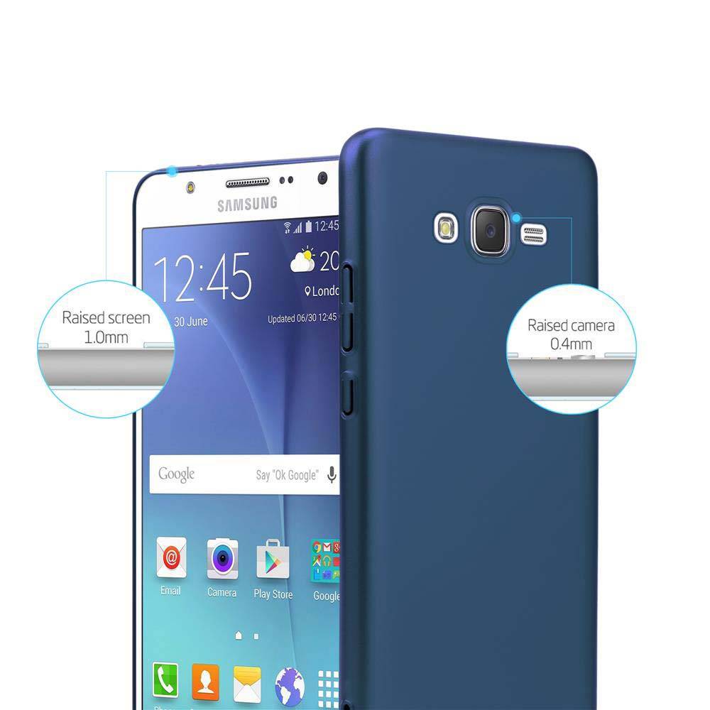 Cadorabo Hülle für Samsung Galaxy J7 2015 Schutzhülle in Blau Hard Case Handy Hülle Etui