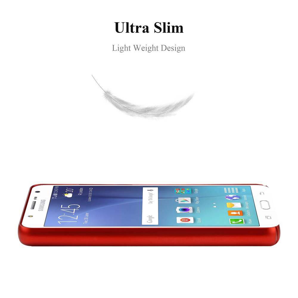 Cadorabo Hülle für Samsung Galaxy J7 2015 Schutzhülle in Rot Hard Case Handy Hülle Etui