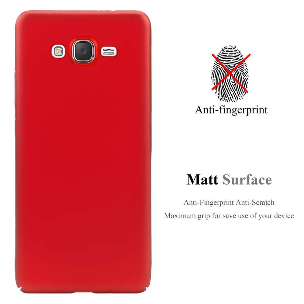 Cadorabo Hülle für Samsung Galaxy J7 2015 Schutzhülle in Rot Hard Case Handy Hülle Etui