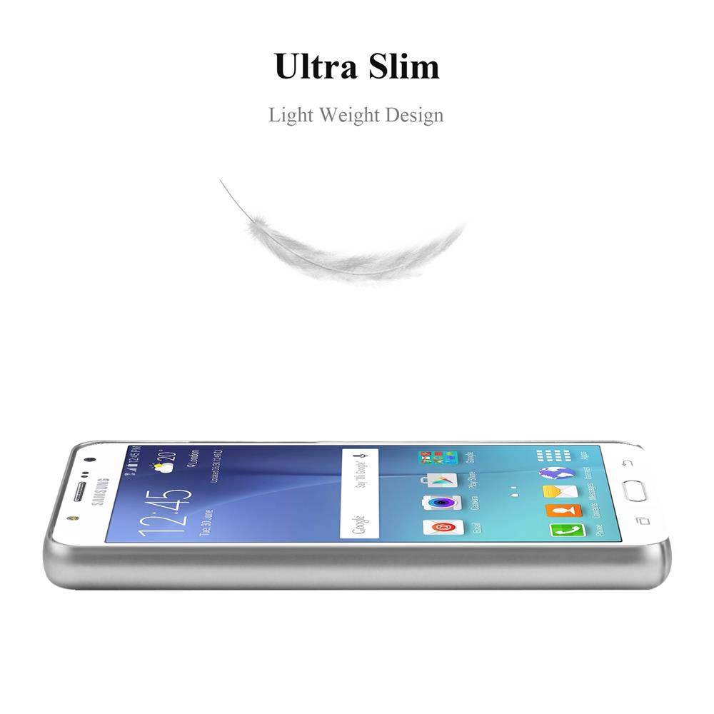 Cadorabo Hülle für Samsung Galaxy J7 2015 Schutzhülle in Silber Hard Case Handy Hülle Etui