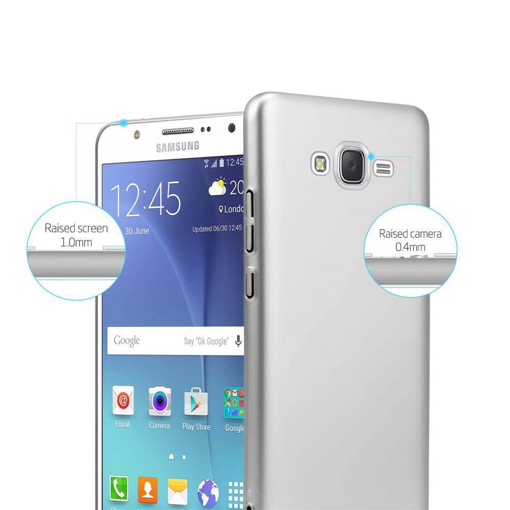 Cadorabo Hülle für Samsung Galaxy J7 2015 Schutzhülle in Silber Hard Case Handy Hülle Etui