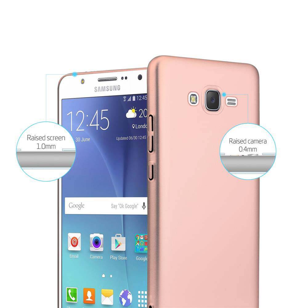 Cadorabo Hülle für Samsung Galaxy J7 2015 Schutzhülle in Rosa Hard Case Handy Hülle Etui