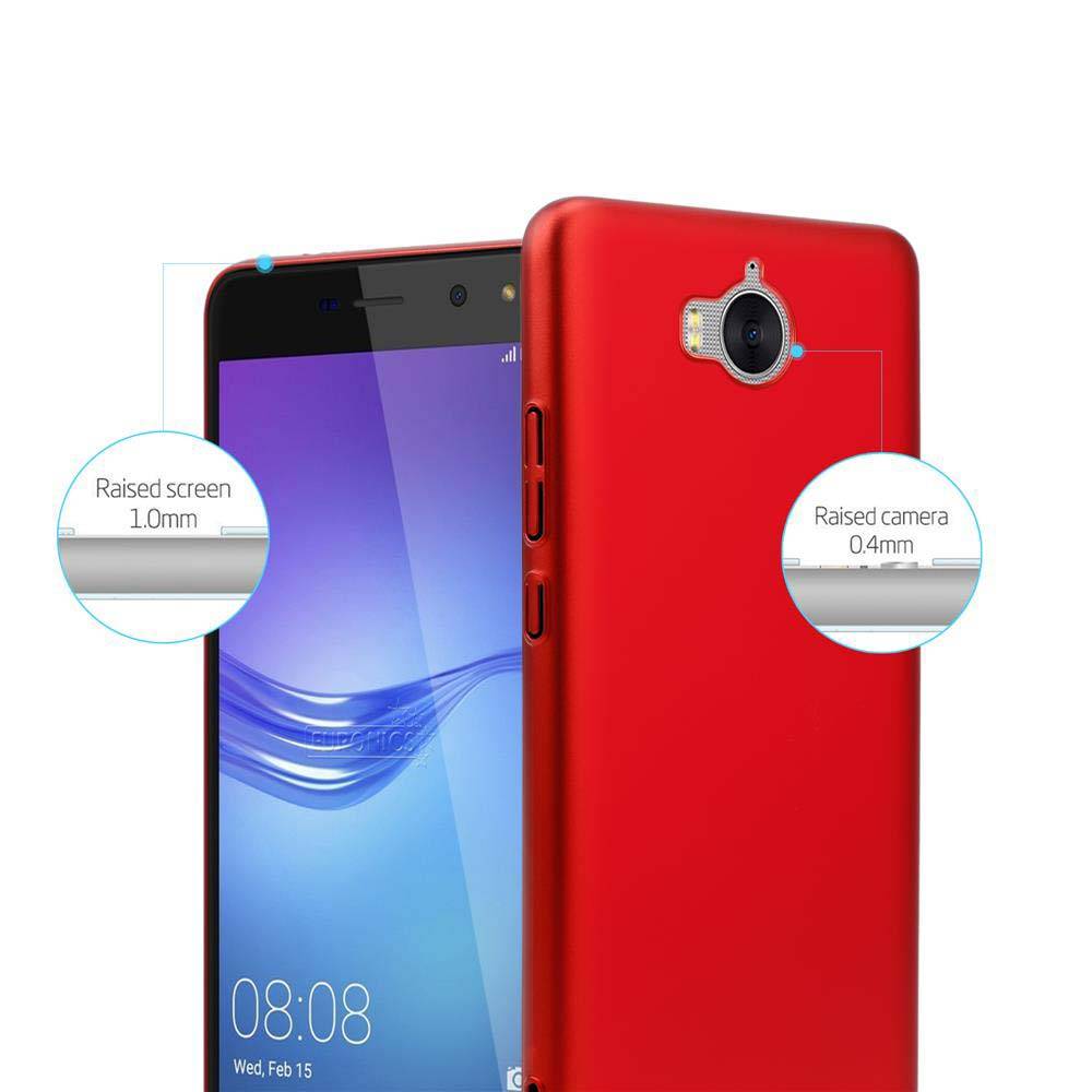 Cadorabo Hülle für Huawei Y5 2017 / Y6 2017 Schutzhülle in Rot Hard Case Handy Hülle Etui