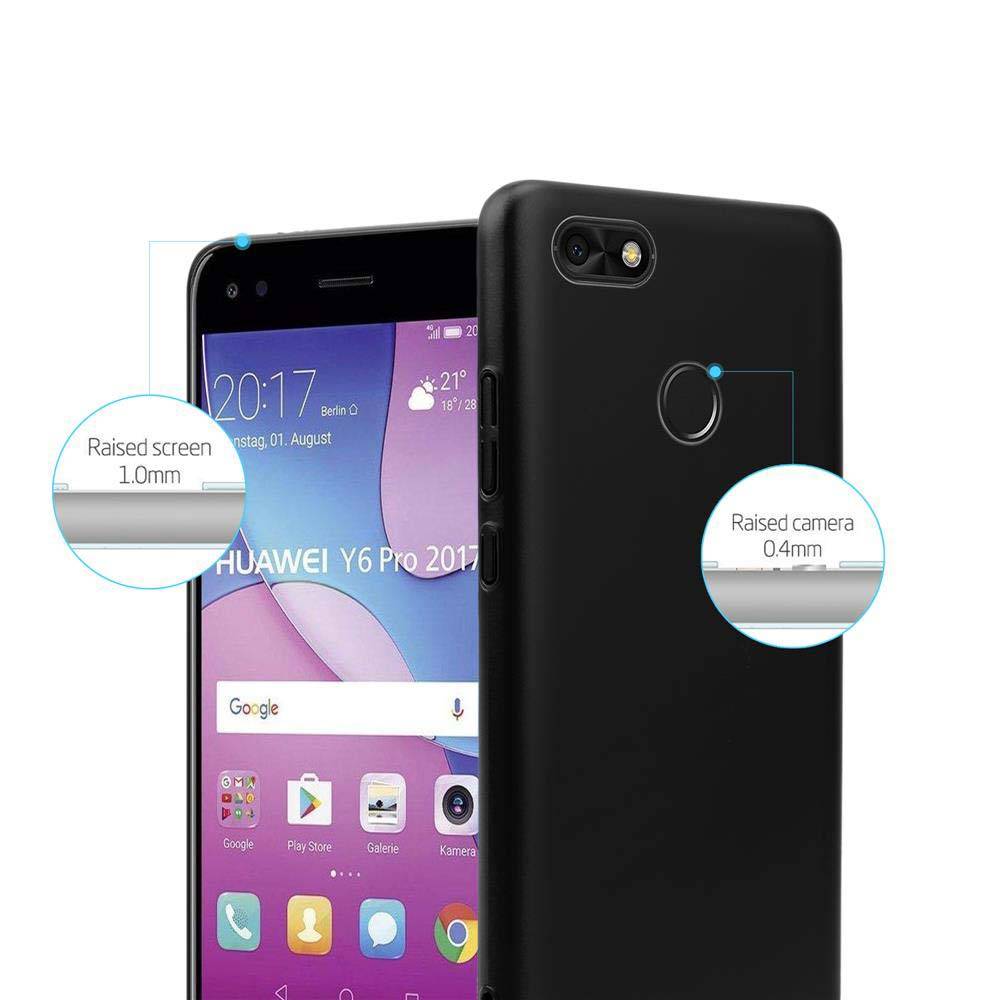 Cadorabo Hülle für Huawei Y6 PRO 2017 Schutzhülle in Schwarz Hard Case Handy Hülle Etui