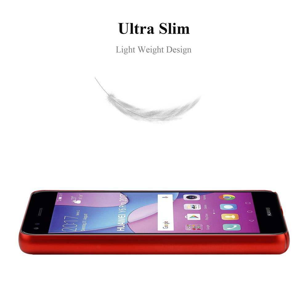 Cadorabo Hülle für Huawei Y6 PRO 2017 Schutzhülle in Rot Hard Case Handy Hülle Etui