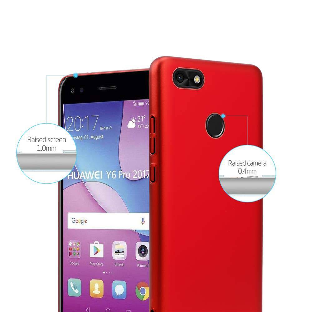 Cadorabo Hülle für Huawei Y6 PRO 2017 Schutzhülle in Rot Hard Case Handy Hülle Etui
